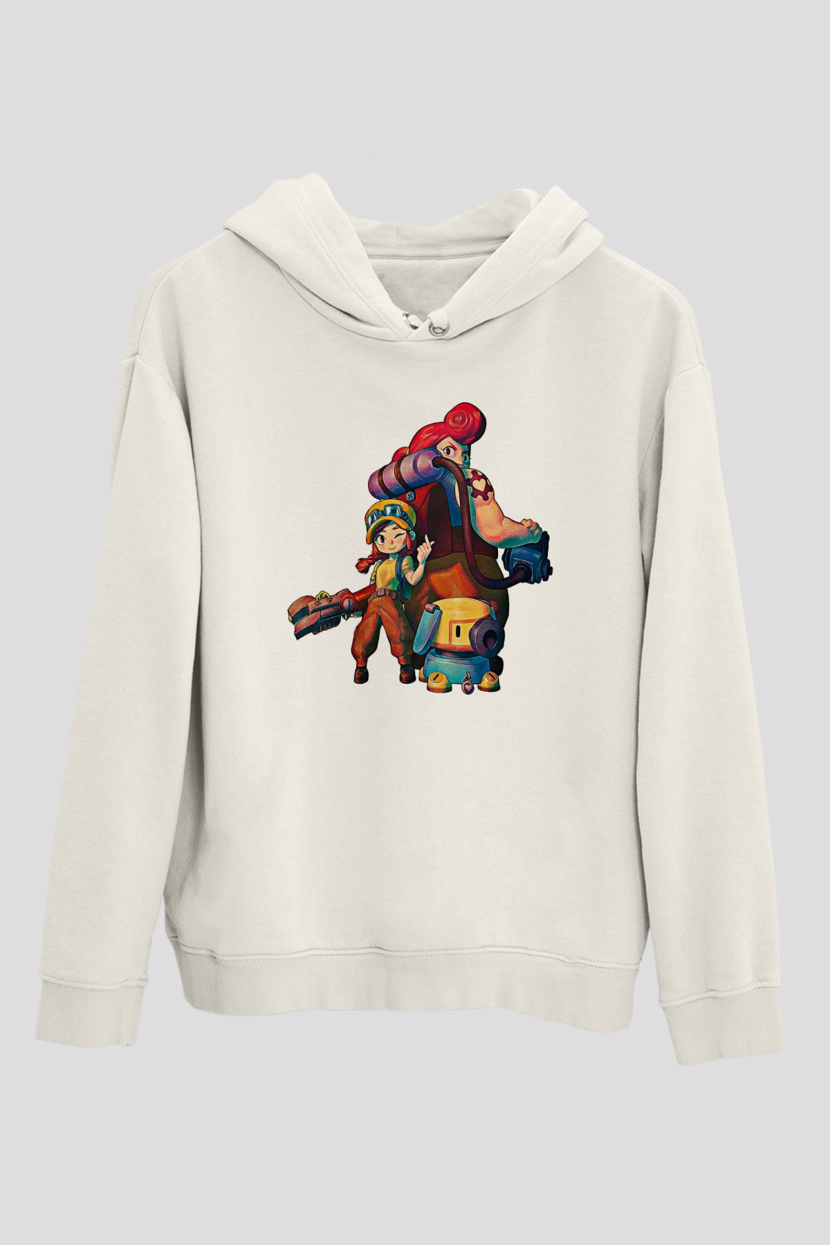 Brawl Stars Baskılı Beyaz Unisex Kapüşonlu Sweatshirt