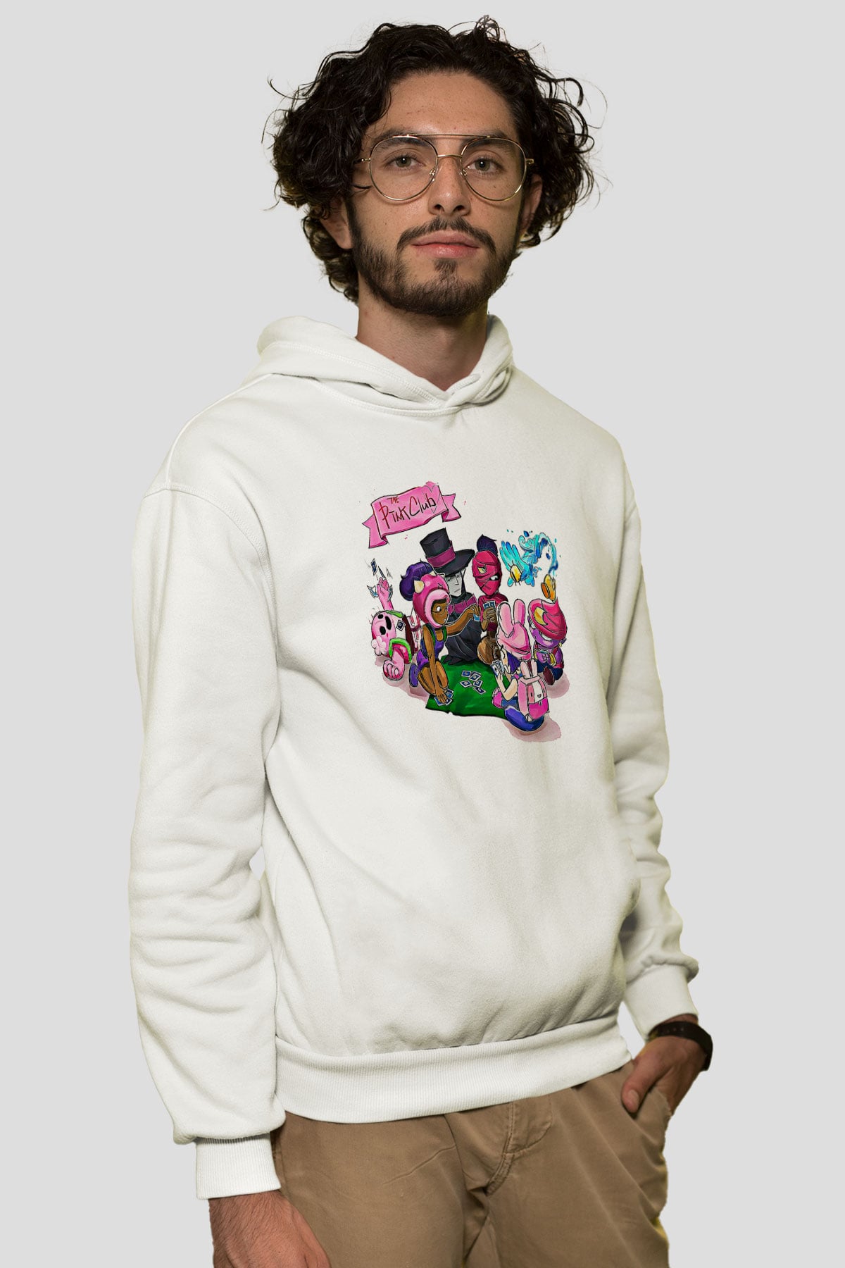 Brawl Stars Baskılı Beyaz Unisex Kapüşonlu Sweatshirt