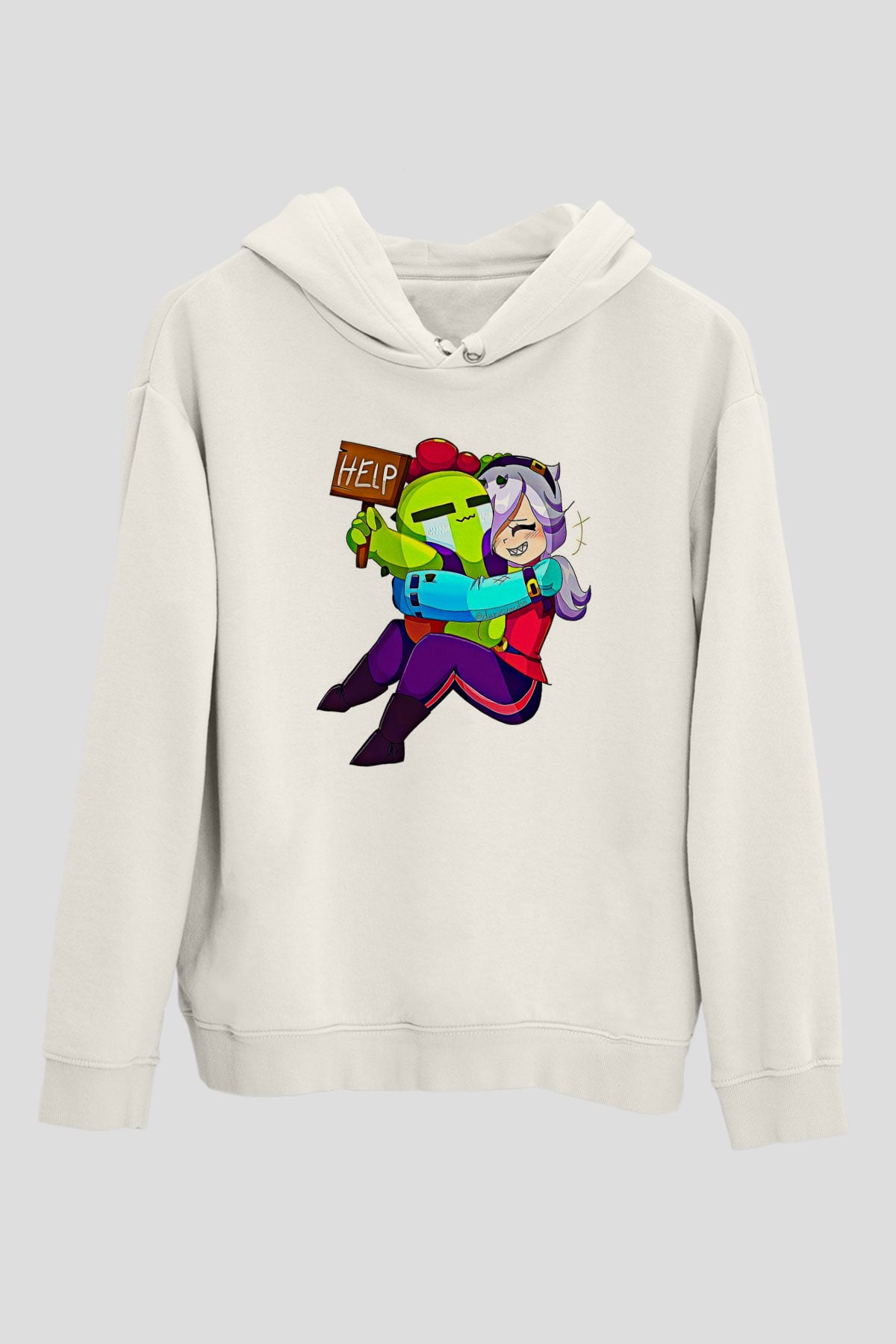 Brawl Stars Baskılı Beyaz Unisex Kapüşonlu Sweatshirt