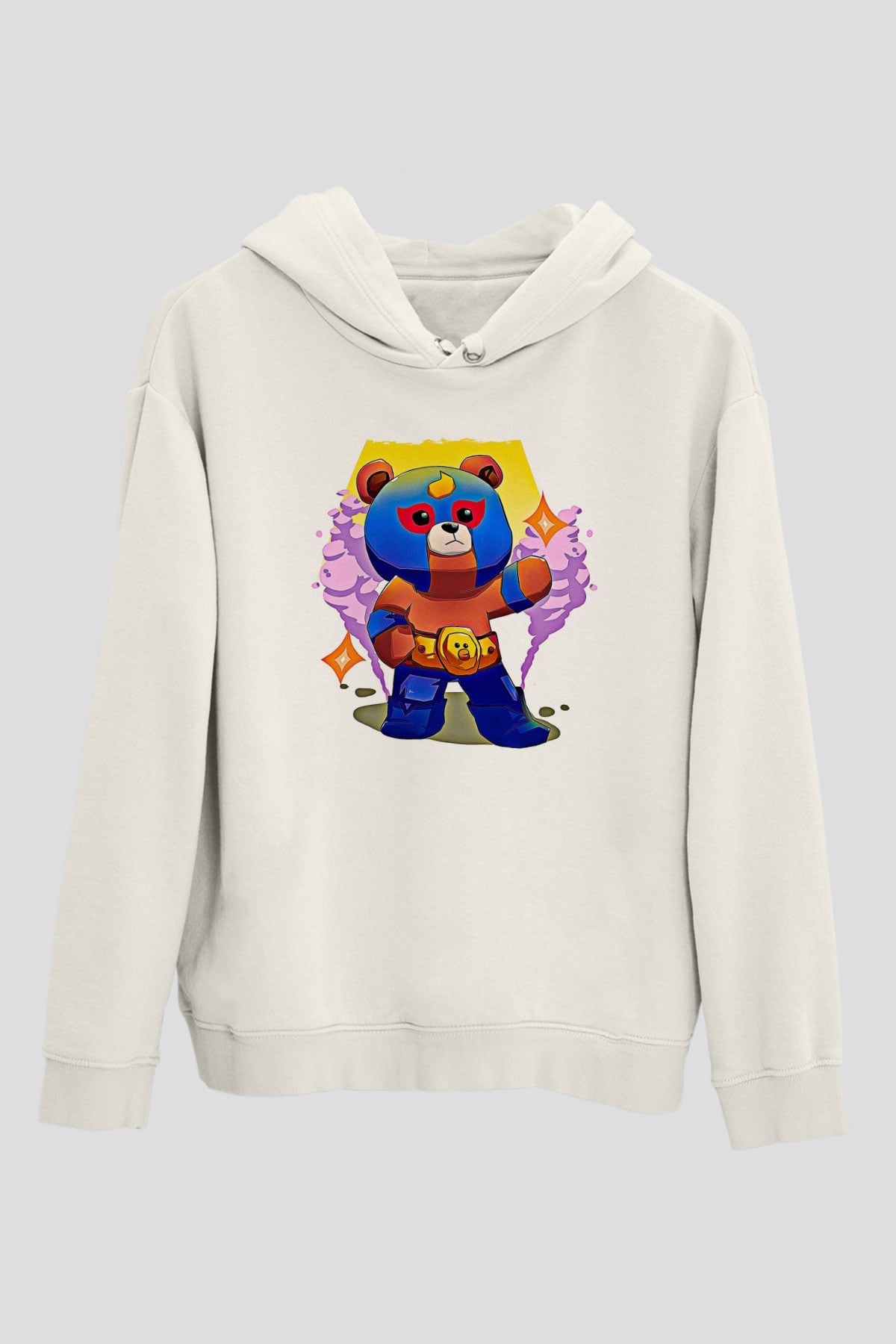 Brawl Stars Baskılı Beyaz Unisex Kapüşonlu Sweatshirt