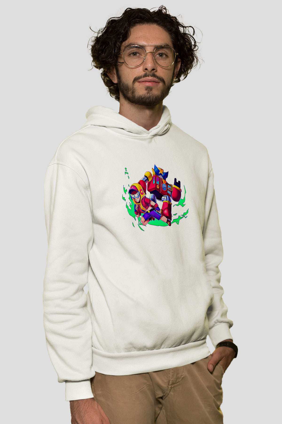 Brawl Stars Baskılı Beyaz Unisex Kapüşonlu Sweatshirt