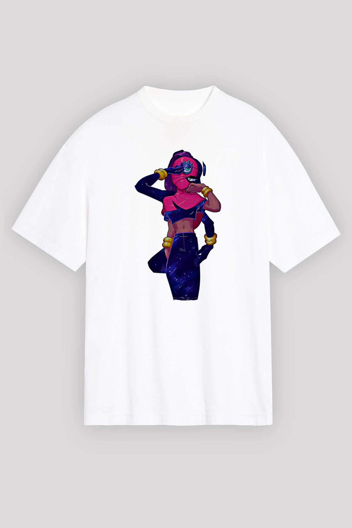 Brawl Stars Baskılı Beyaz Unisex Oversize Tişört - Tshirt