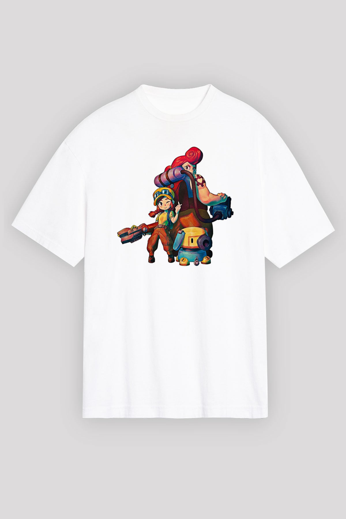 Brawl Stars Baskılı Beyaz Unisex Oversize Tişört - Tshirt