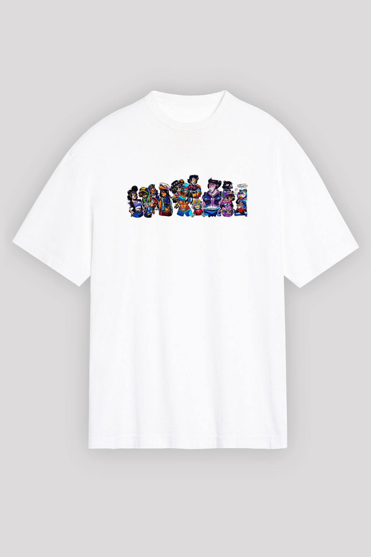 Brawl Stars Baskılı Beyaz Unisex Oversize Tişört - Tshirt