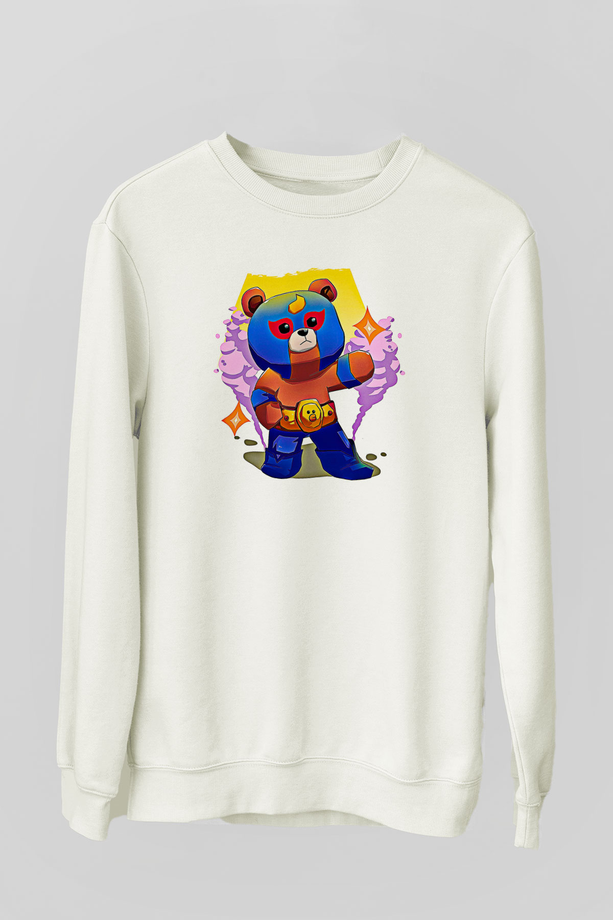 Brawl Stars Baskılı Beyaz Unisex Sweatshirt