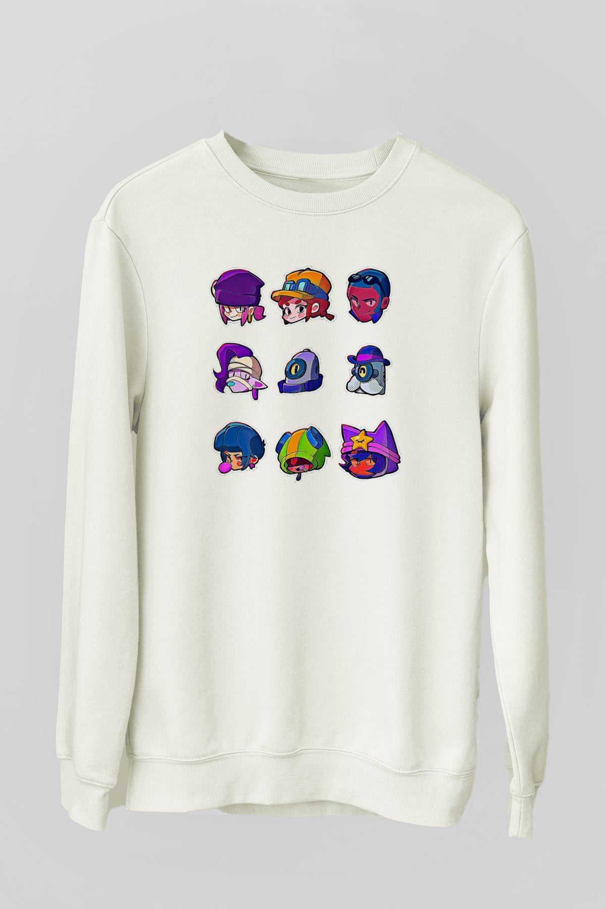 Brawl Stars Baskılı Beyaz Unisex Sweatshirt