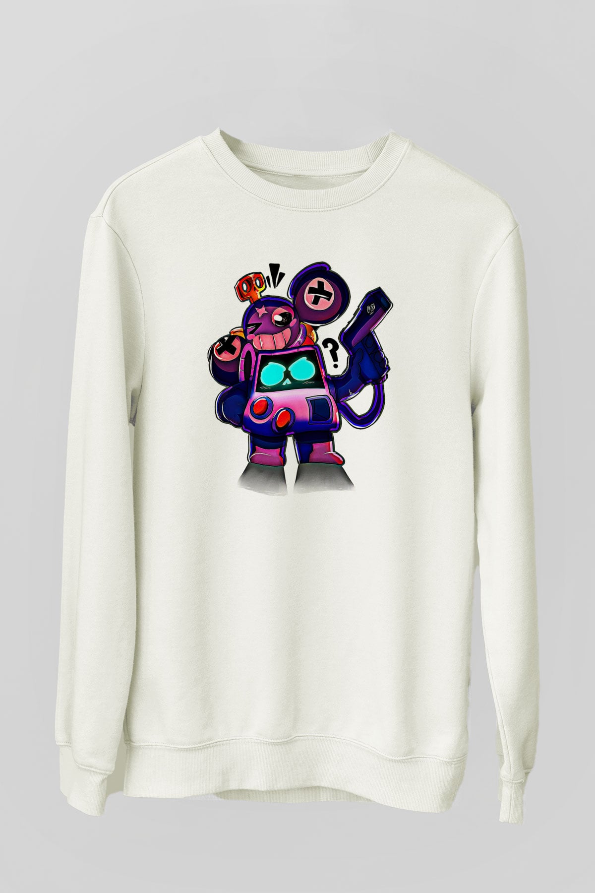 Brawl Stars Baskılı Beyaz Unisex Sweatshirt