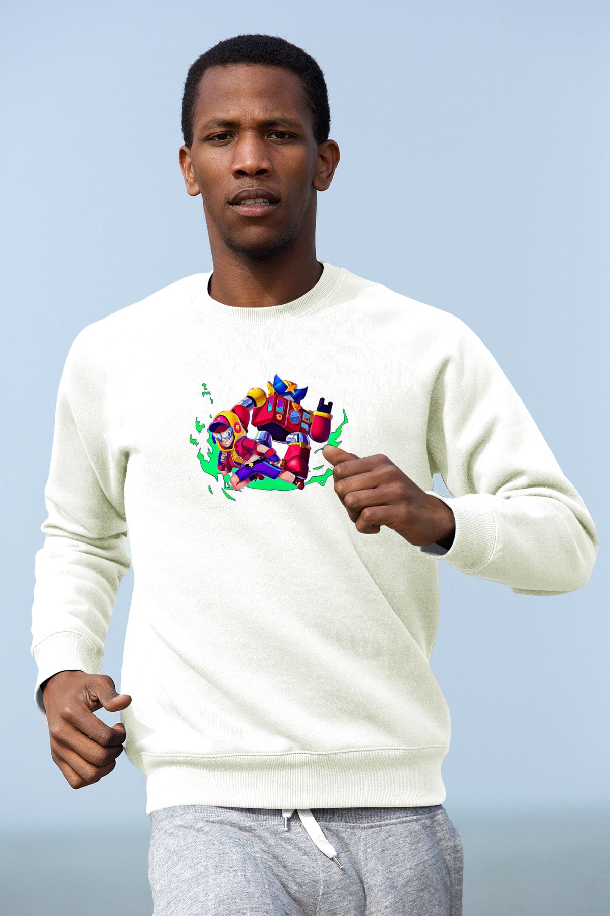 Brawl Stars Baskılı Beyaz Unisex Sweatshirt