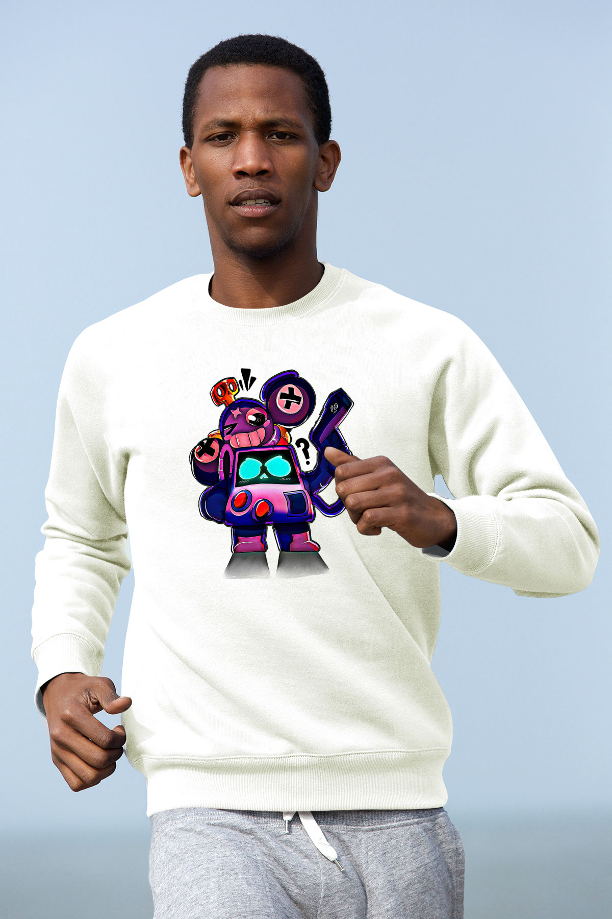 Brawl Stars Baskılı Beyaz Unisex Sweatshirt