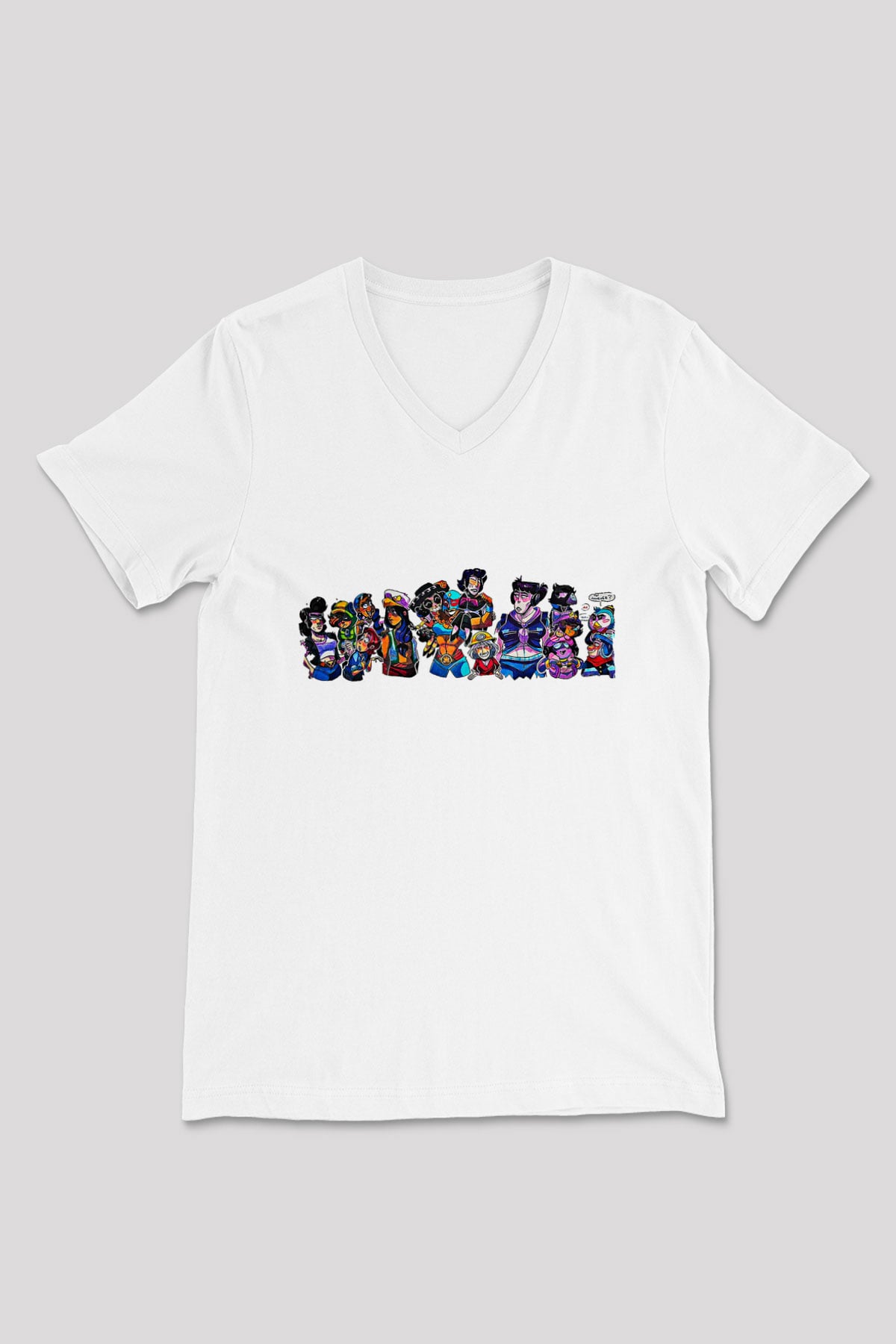 Brawl Stars Baskılı Beyaz Unisex V Yaka Tişört - Tshirt