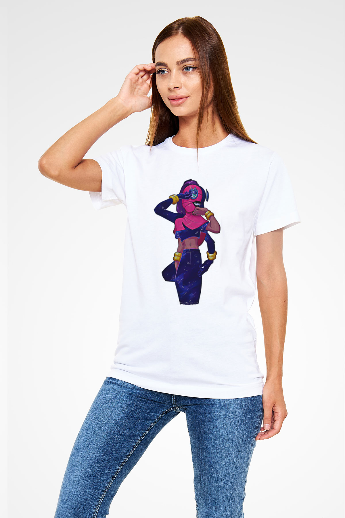 Brawl Stars Baskılı Unisex Beyaz Tişört - Tshirt