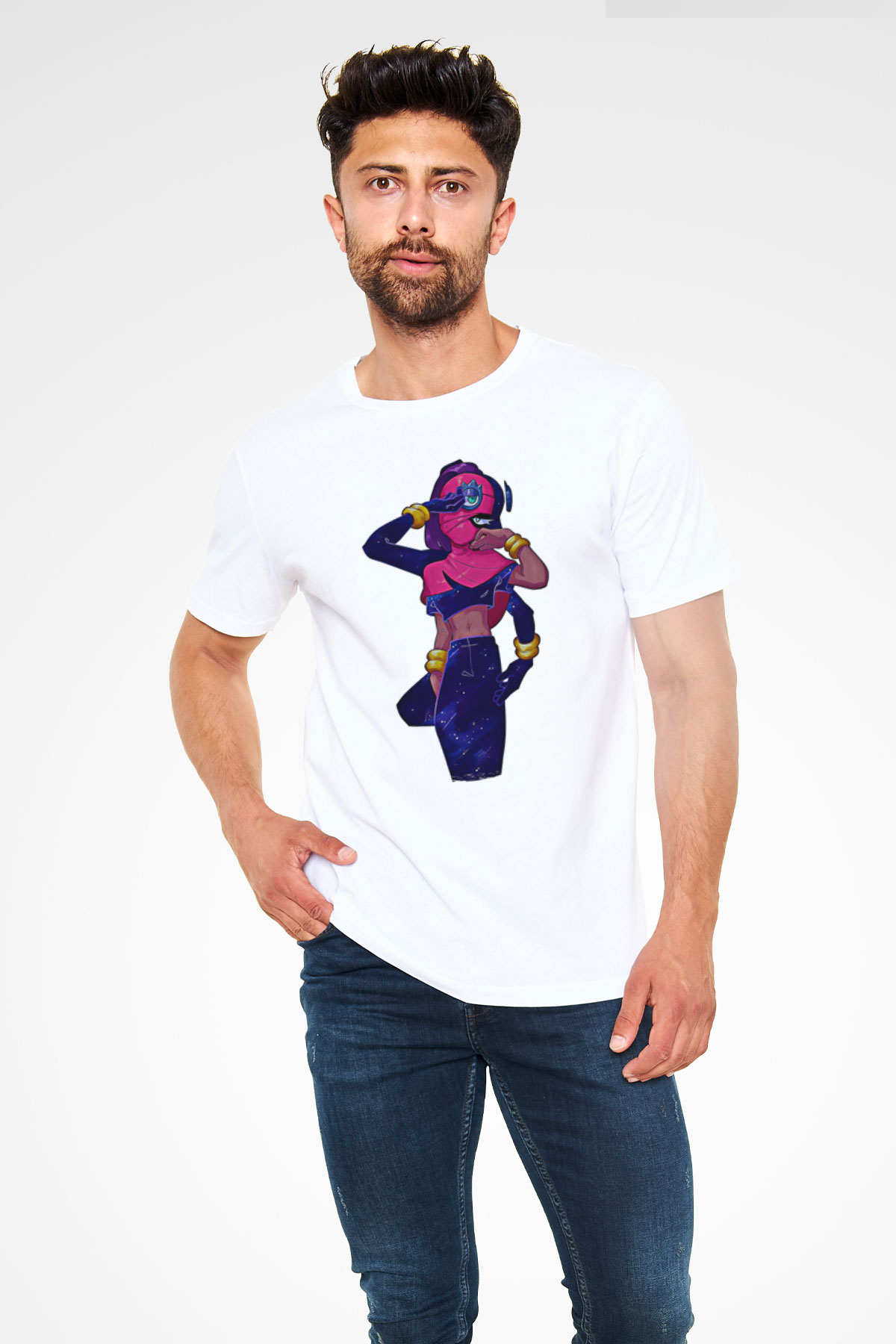 Brawl Stars Baskılı Unisex Beyaz Tişört - Tshirt