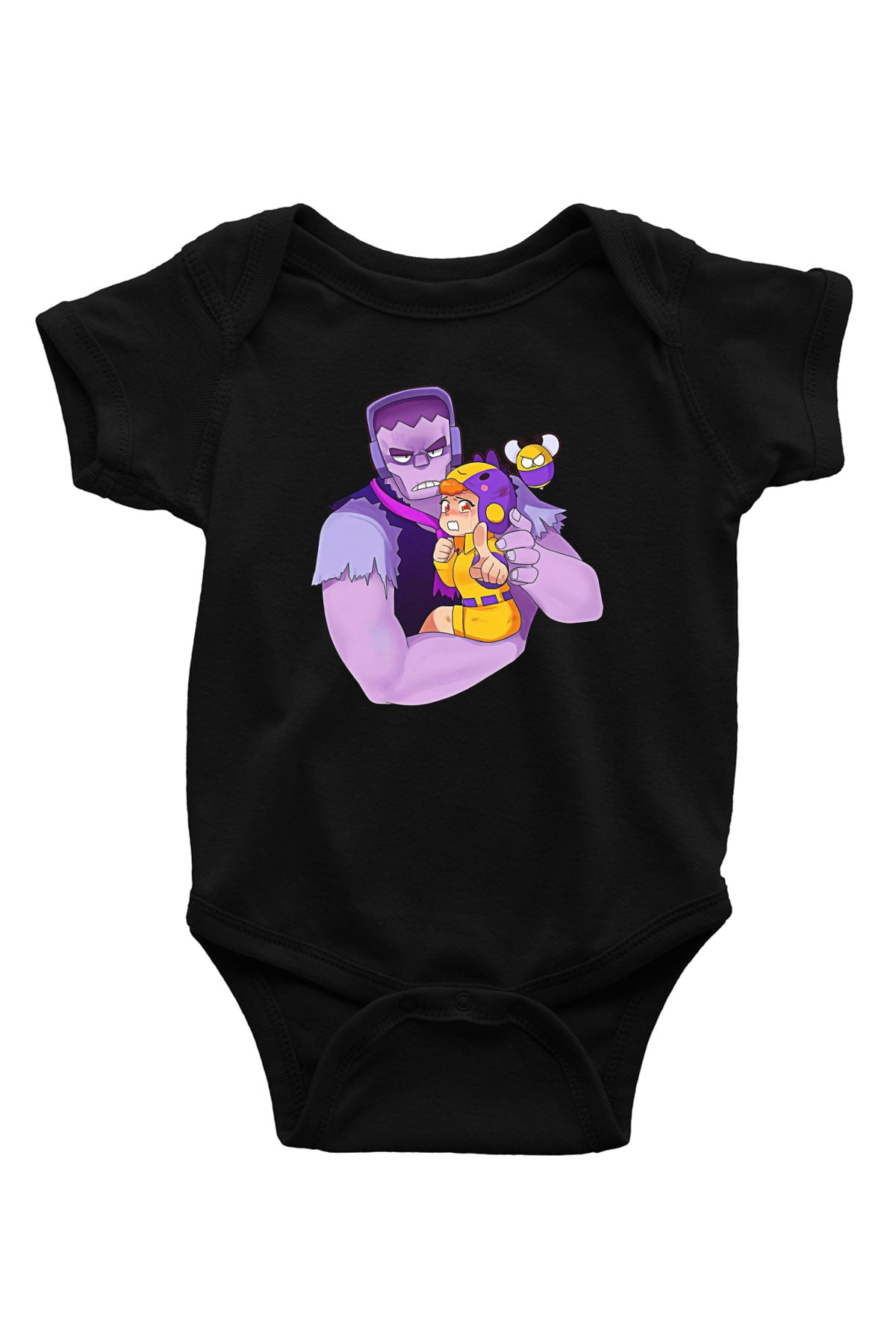 Brawl Stars Baskılı Unisex Siyah Bebek Body - Zıbın