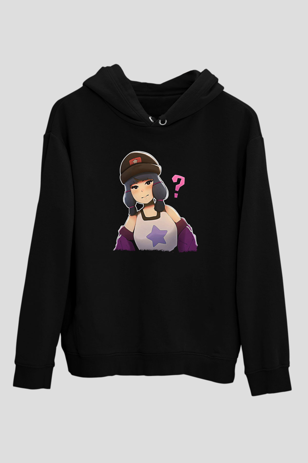 Brawl Stars Baskılı Unisex Siyah Kapüşonlu Sweatshirt