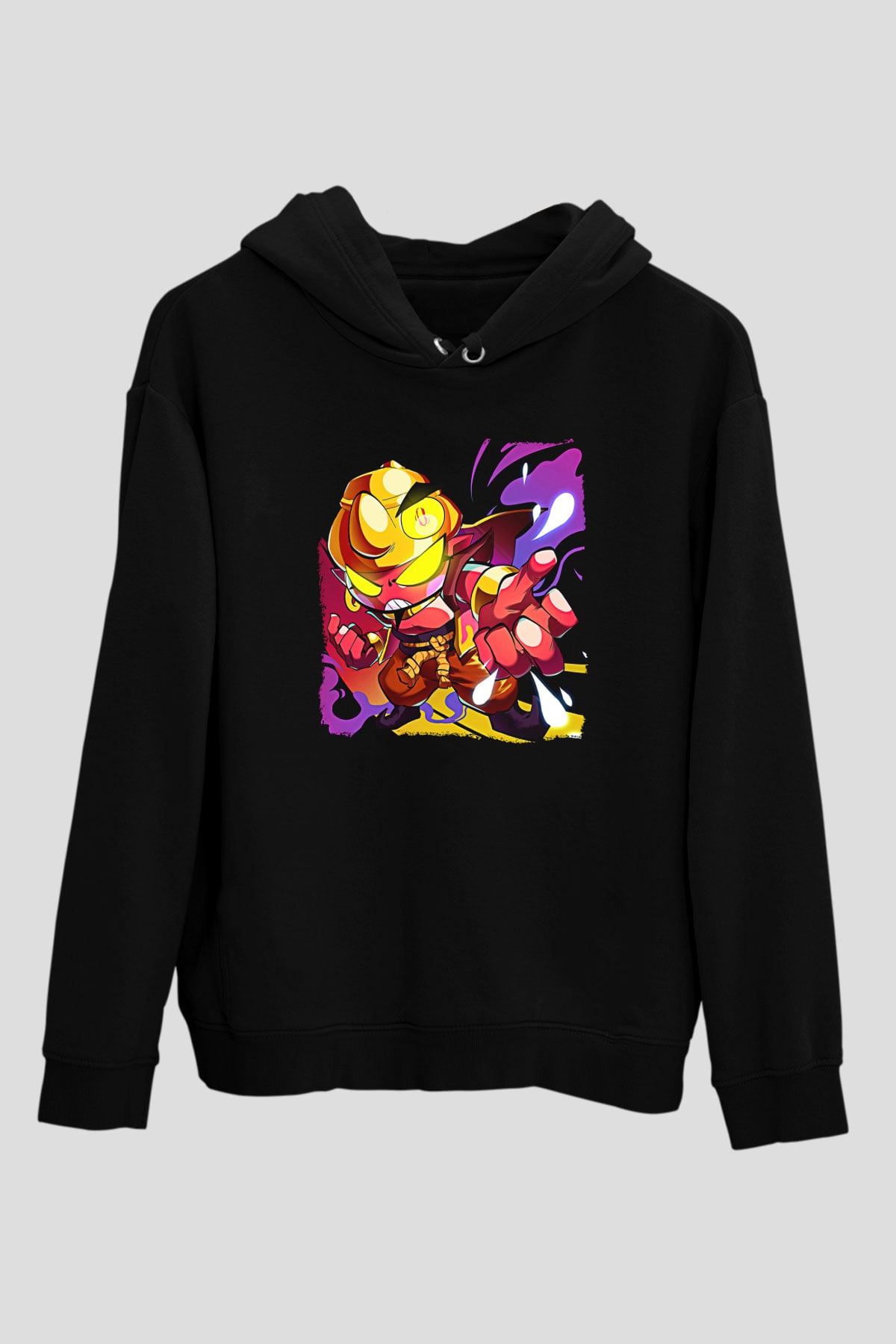 Brawl Stars Baskılı Unisex Siyah Kapüşonlu Sweatshirt