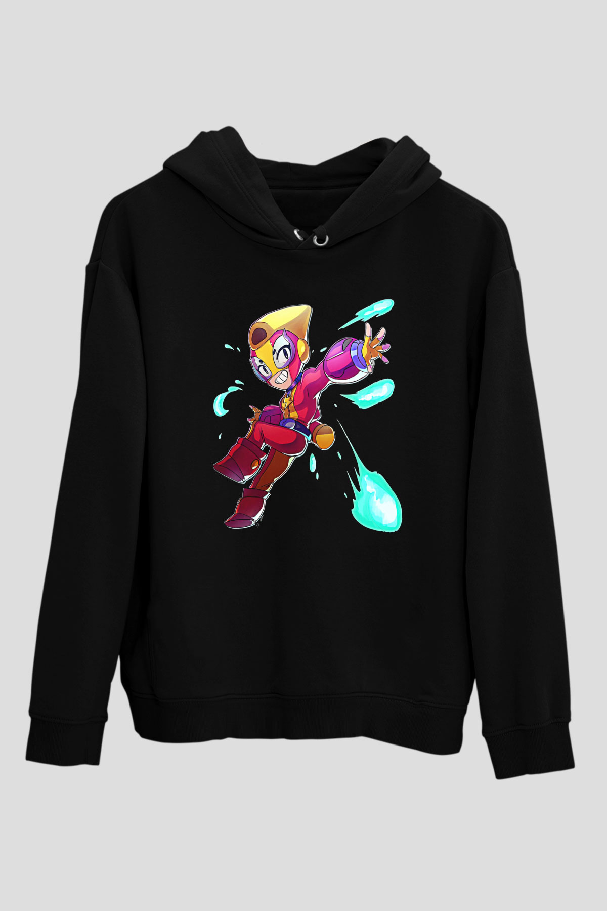 Brawl Stars Baskılı Unisex Siyah Kapüşonlu Sweatshirt