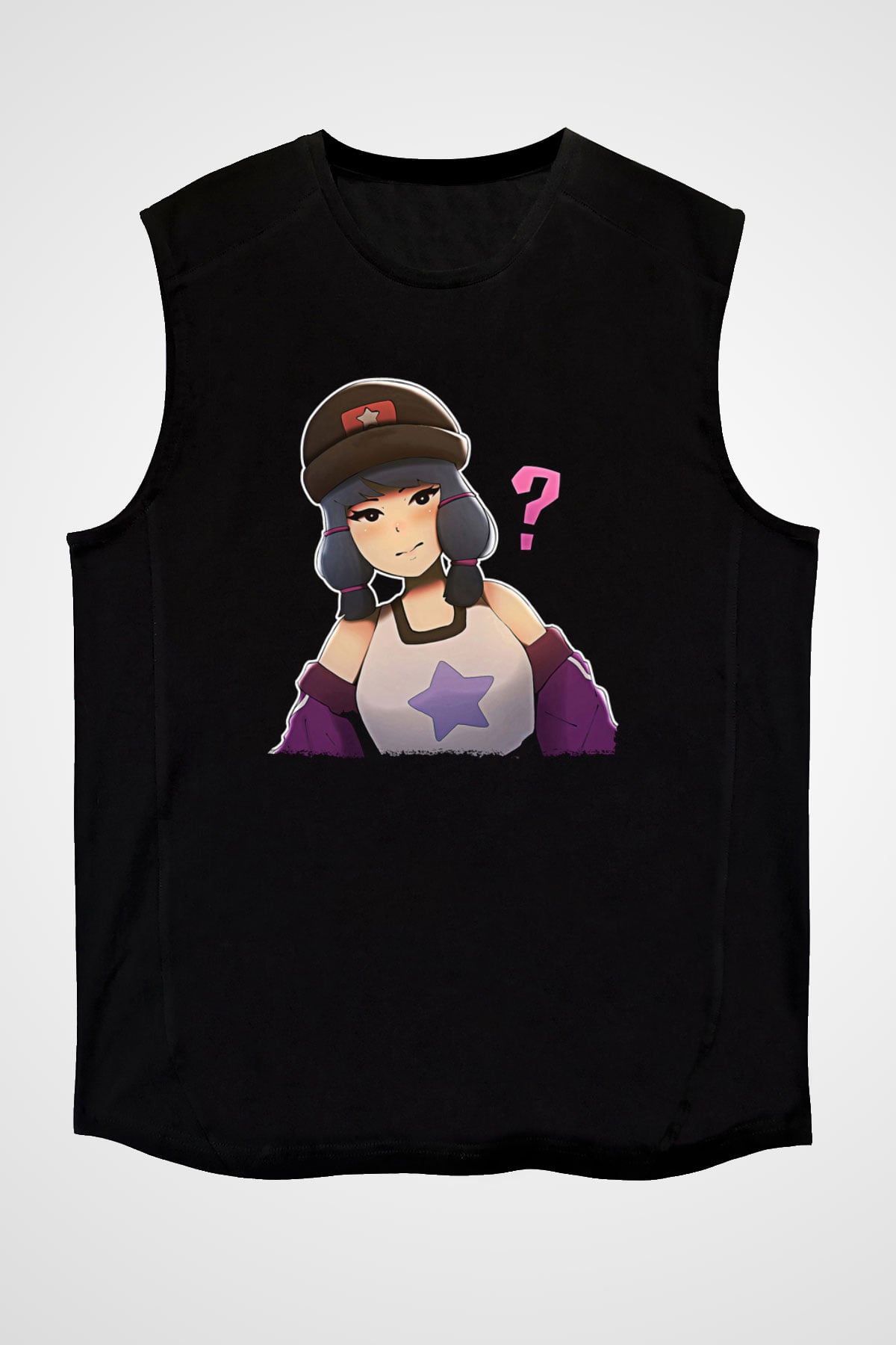 Brawl Stars Baskılı Unisex Siyah Kolsuz Tişört - Tshirt