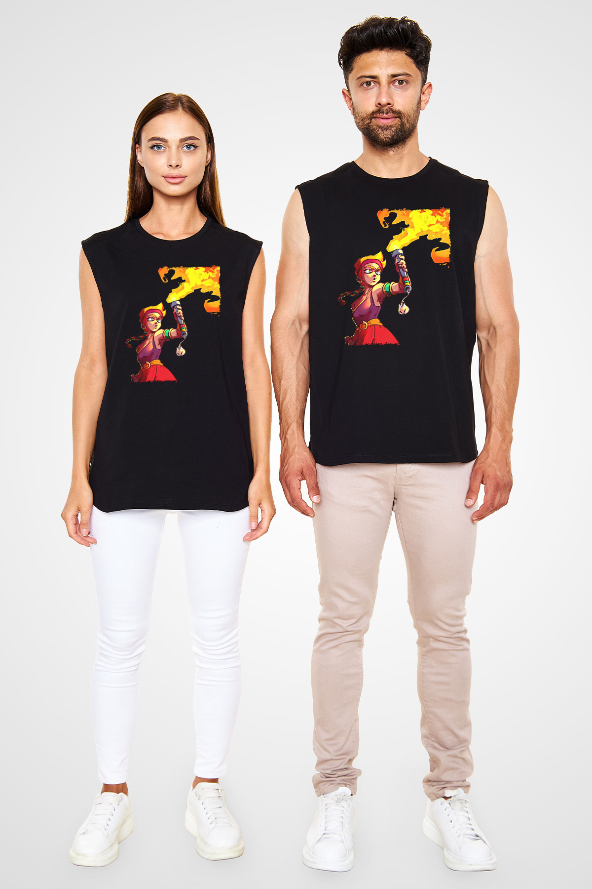 Brawl Stars Baskılı Unisex Siyah Kolsuz Tişört - Tshirt