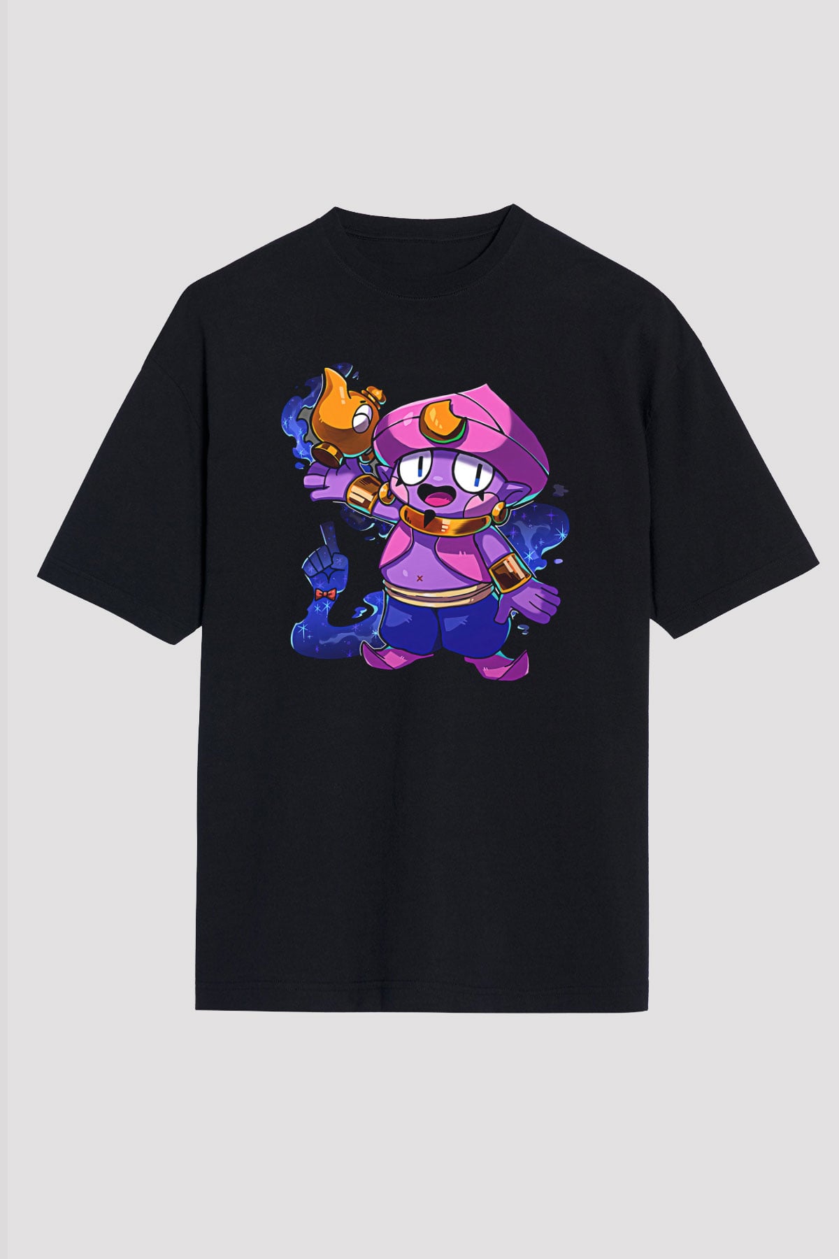 Brawl Stars Baskılı Unisex Siyah Oversize Tişört - Tshirt