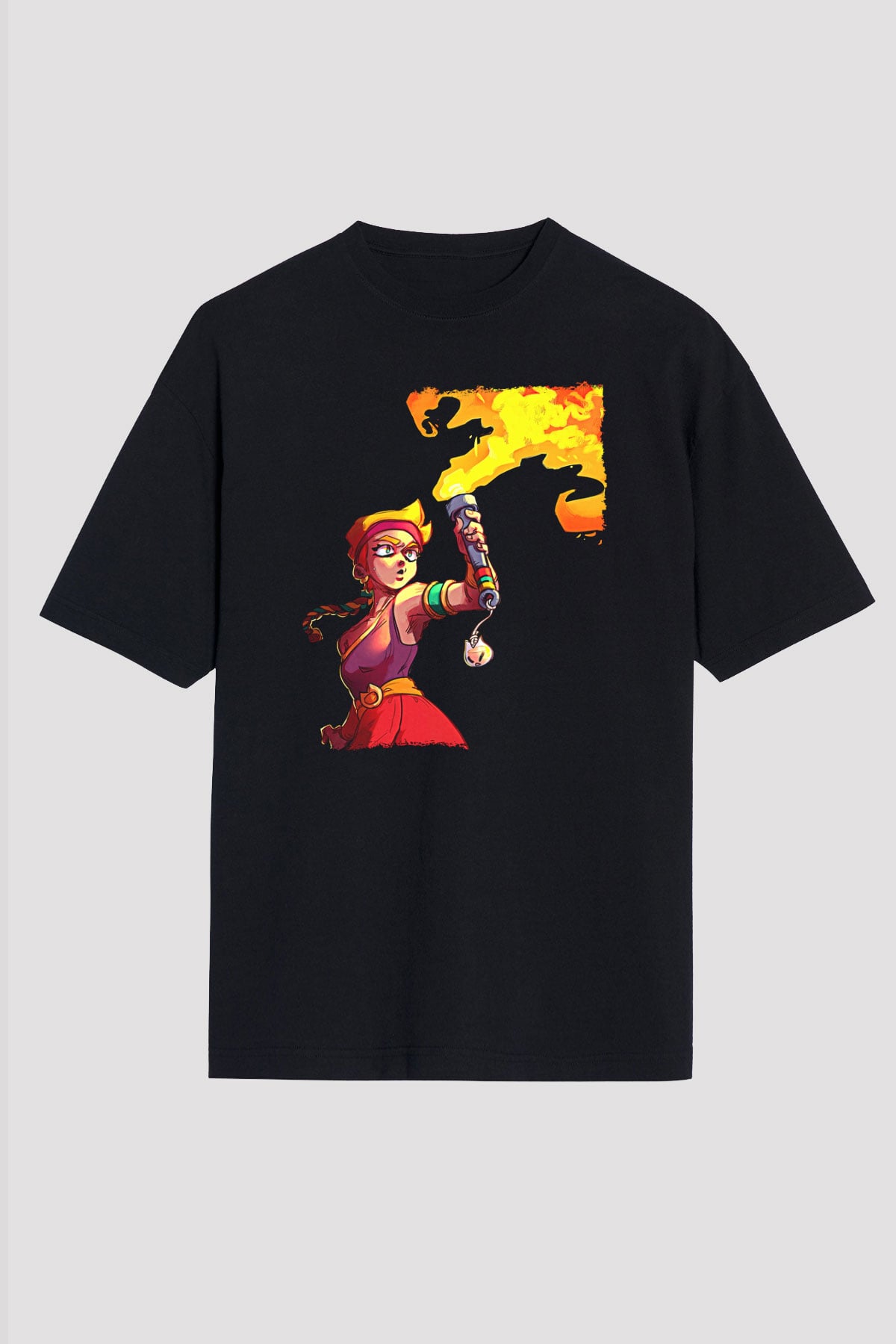 Brawl Stars Baskılı Unisex Siyah Oversize Tişört - Tshirt