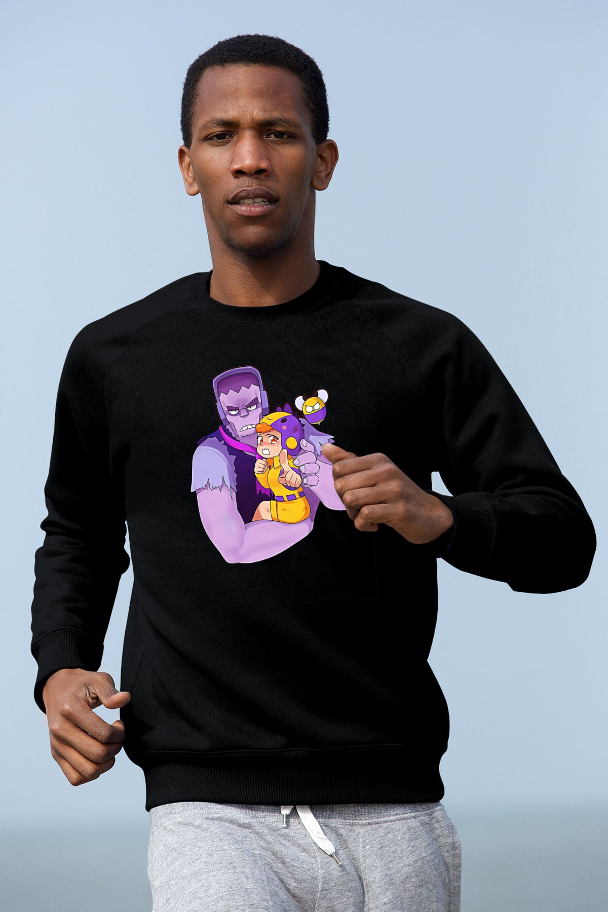 Brawl Stars Baskılı Unisex Siyah Sweatshirt