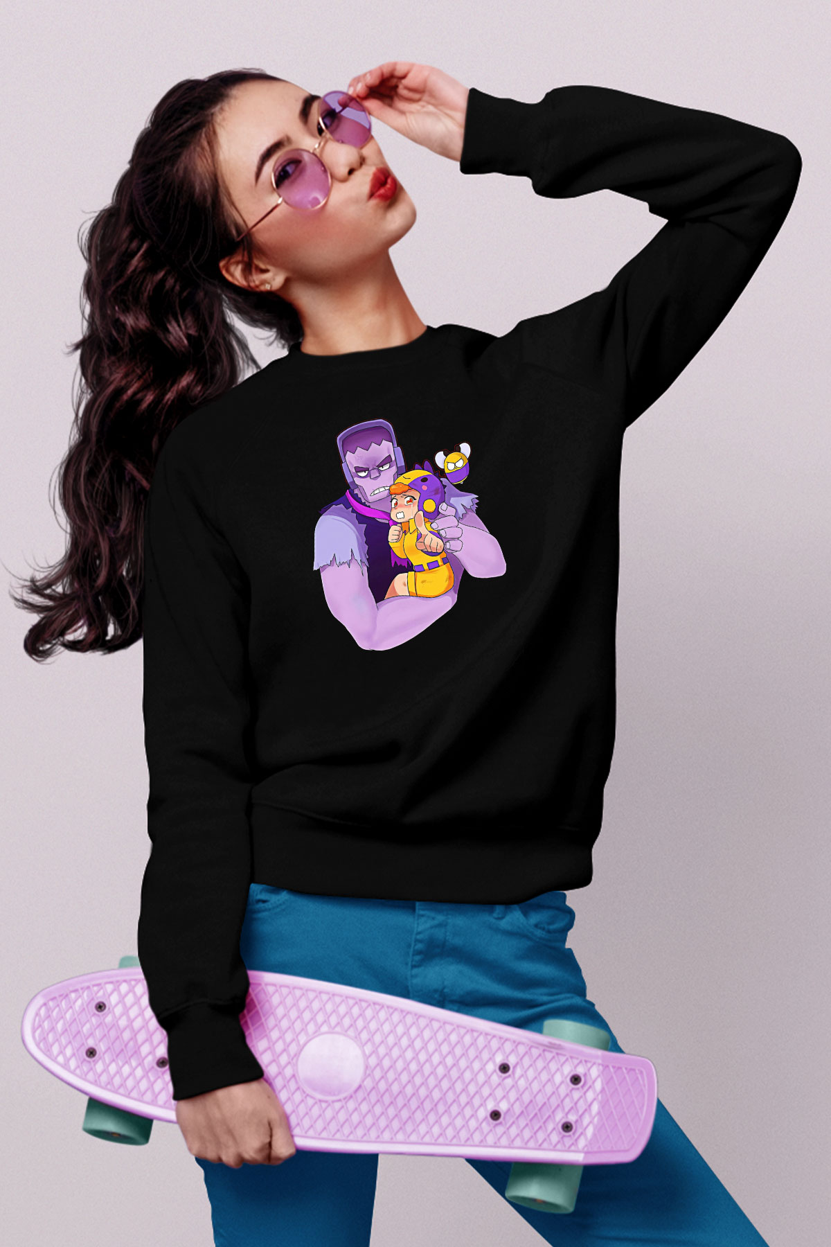 Brawl Stars Baskılı Unisex Siyah Sweatshirt