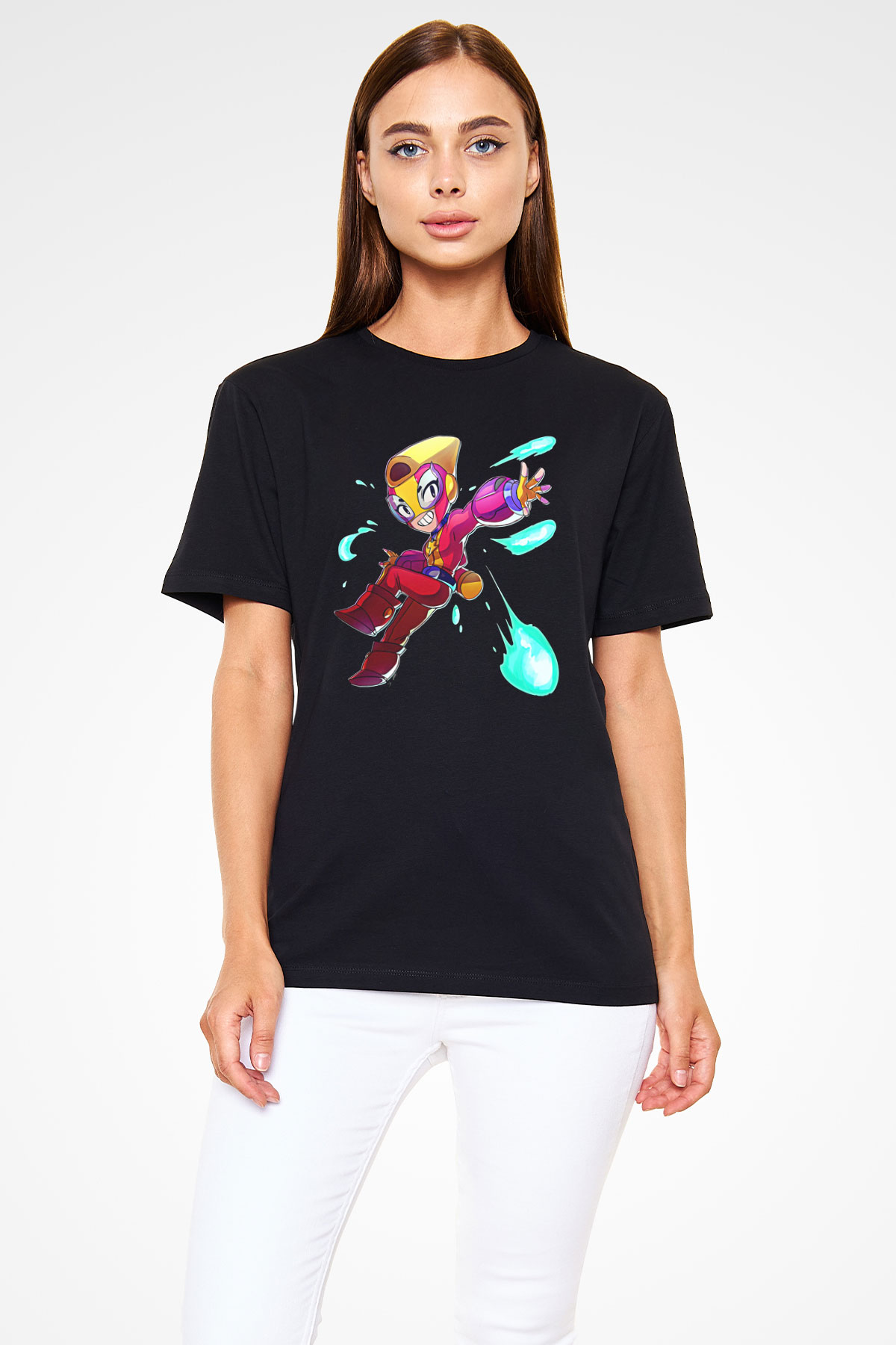 Brawl Stars Baskılı Unisex Siyah Tişört - Tshirt