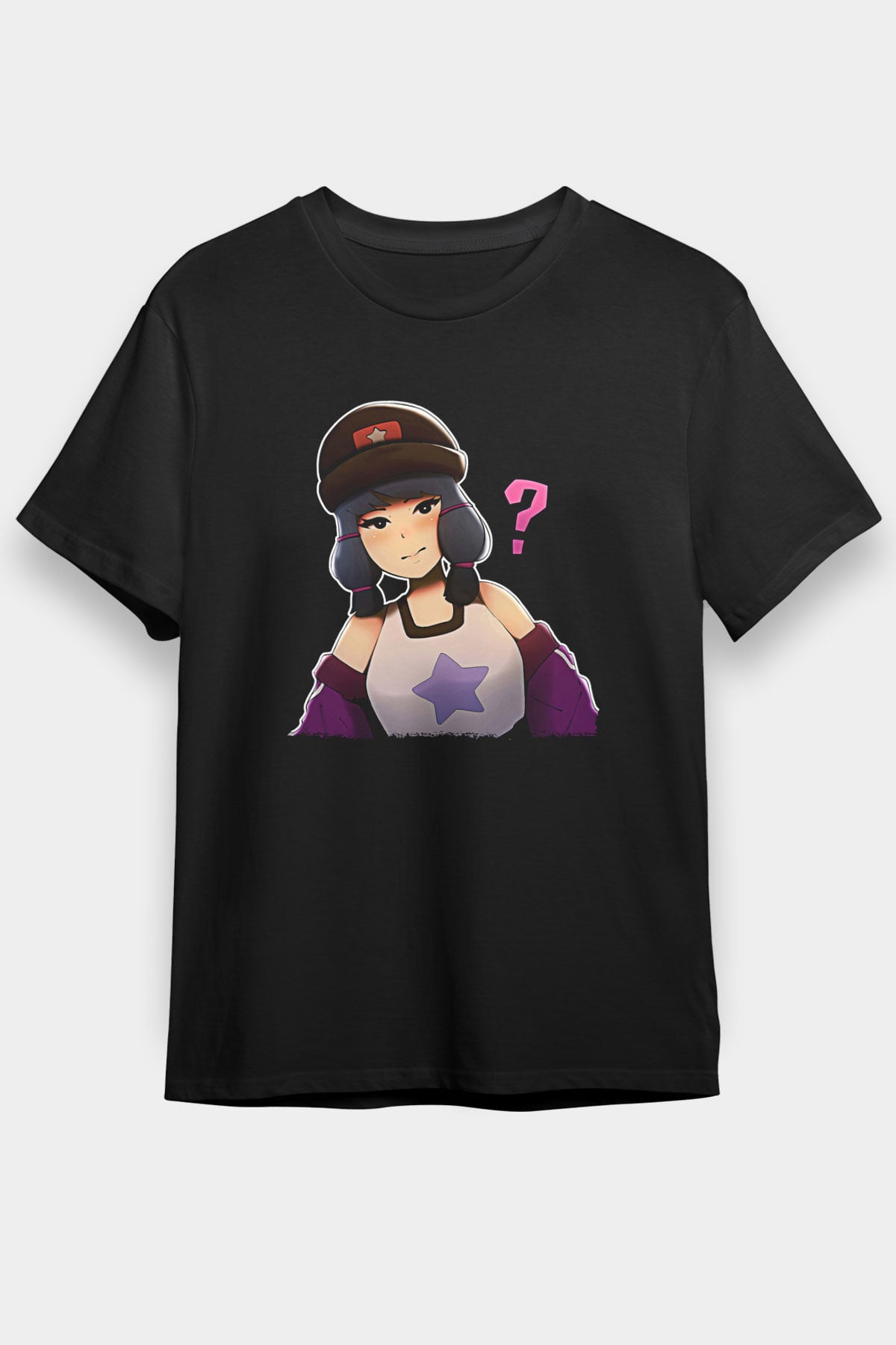 Brawl Stars Baskılı Unisex Siyah Tişört - Tshirt