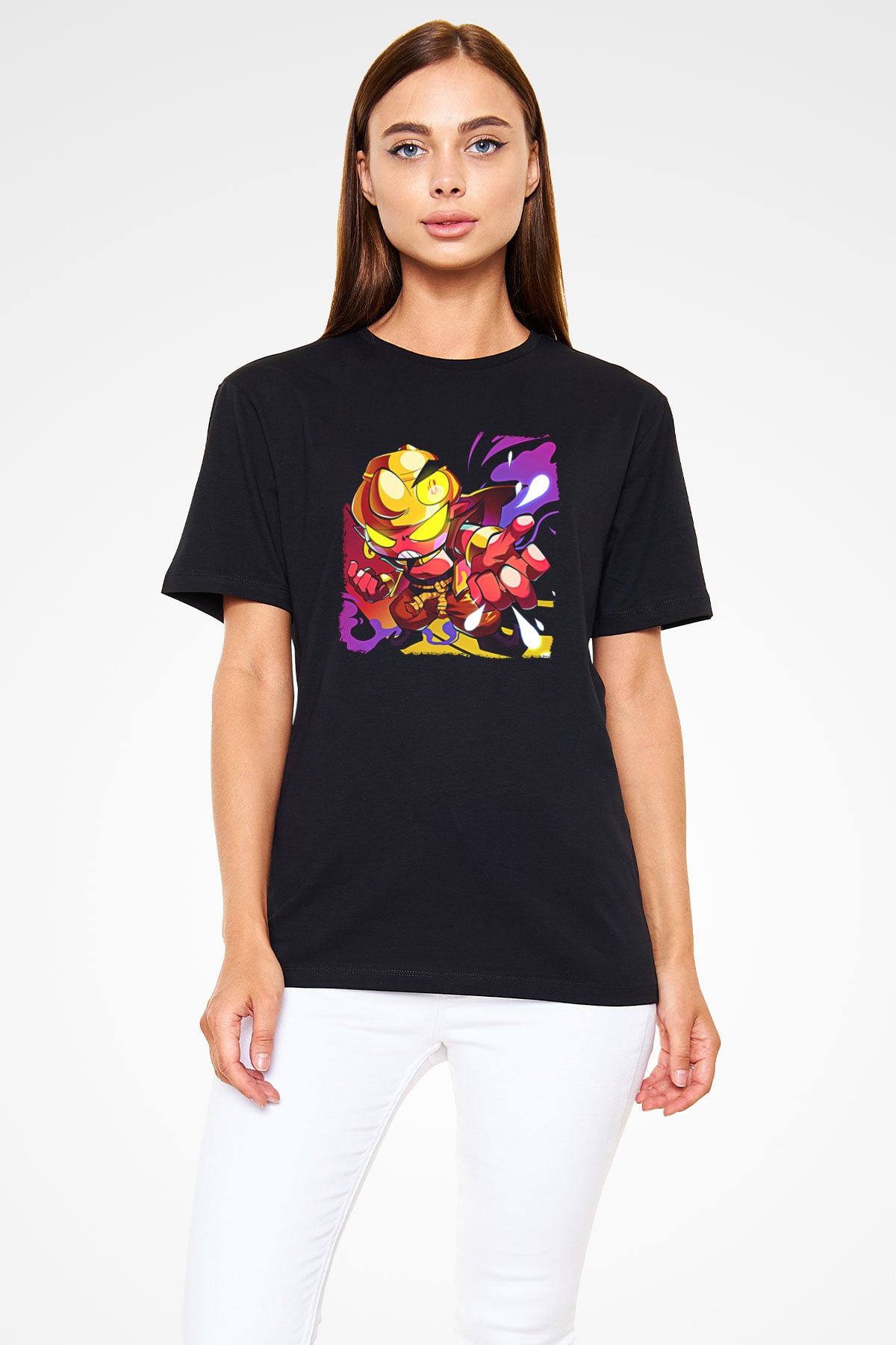Brawl Stars Baskılı Unisex Siyah Tişört - Tshirt