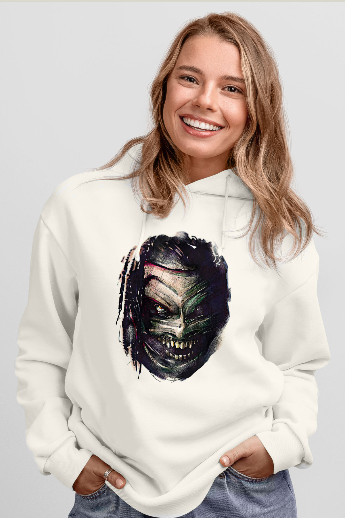 Bray Wyatt Baskılı Beyaz Unisex Hoodie