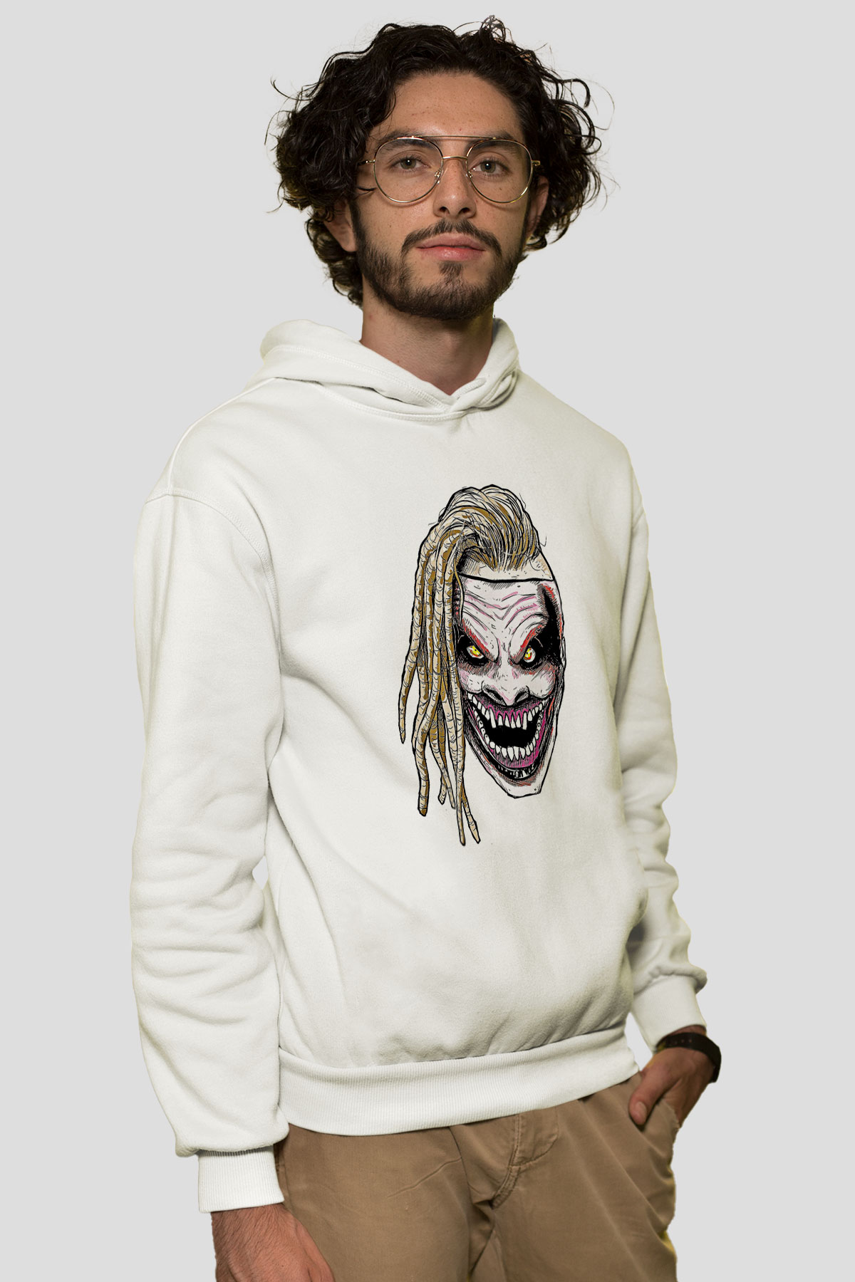 Bray Wyatt Baskılı Beyaz Unisex Hoodie