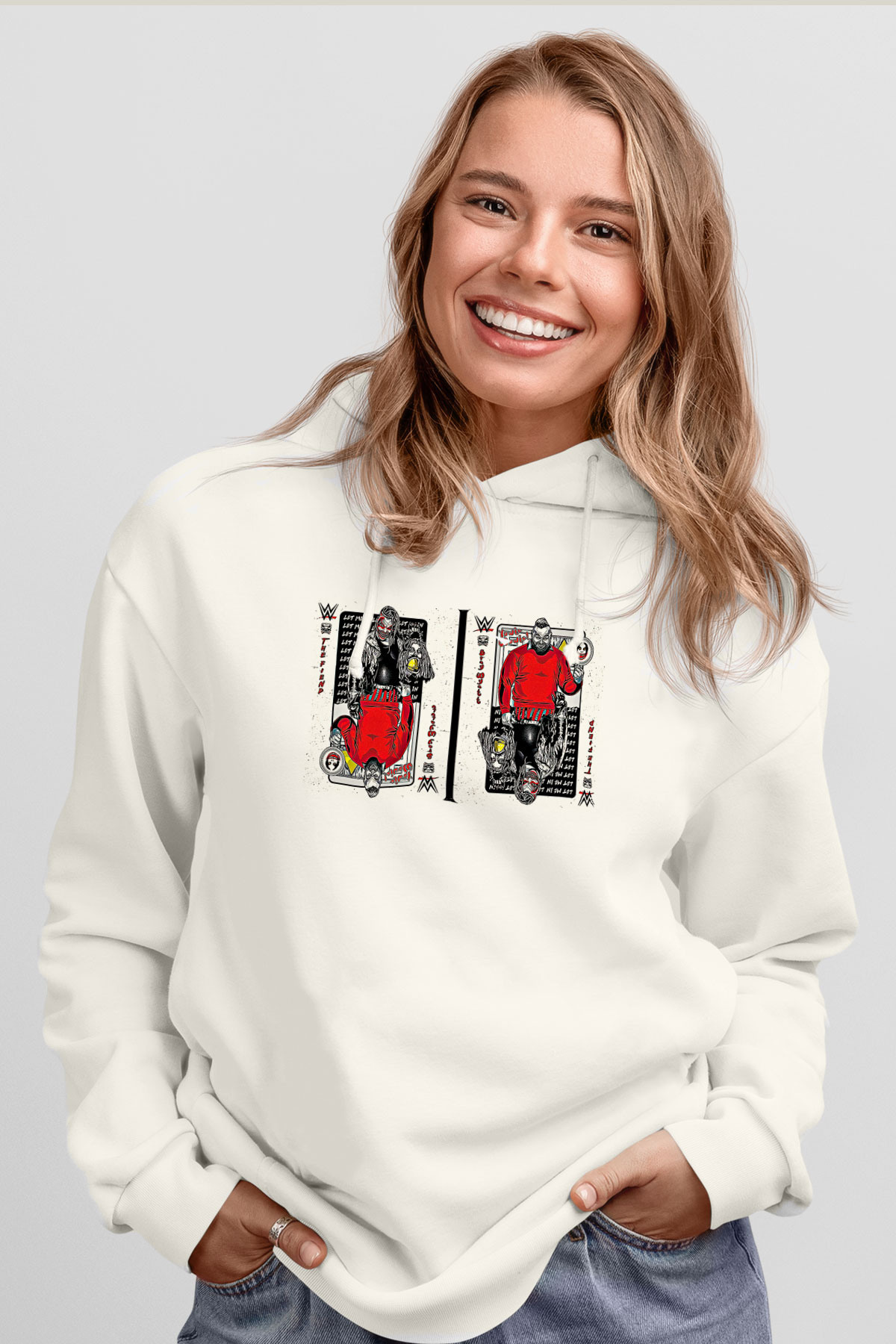 Bray Wyatt Baskılı Beyaz Unisex Hoodie
