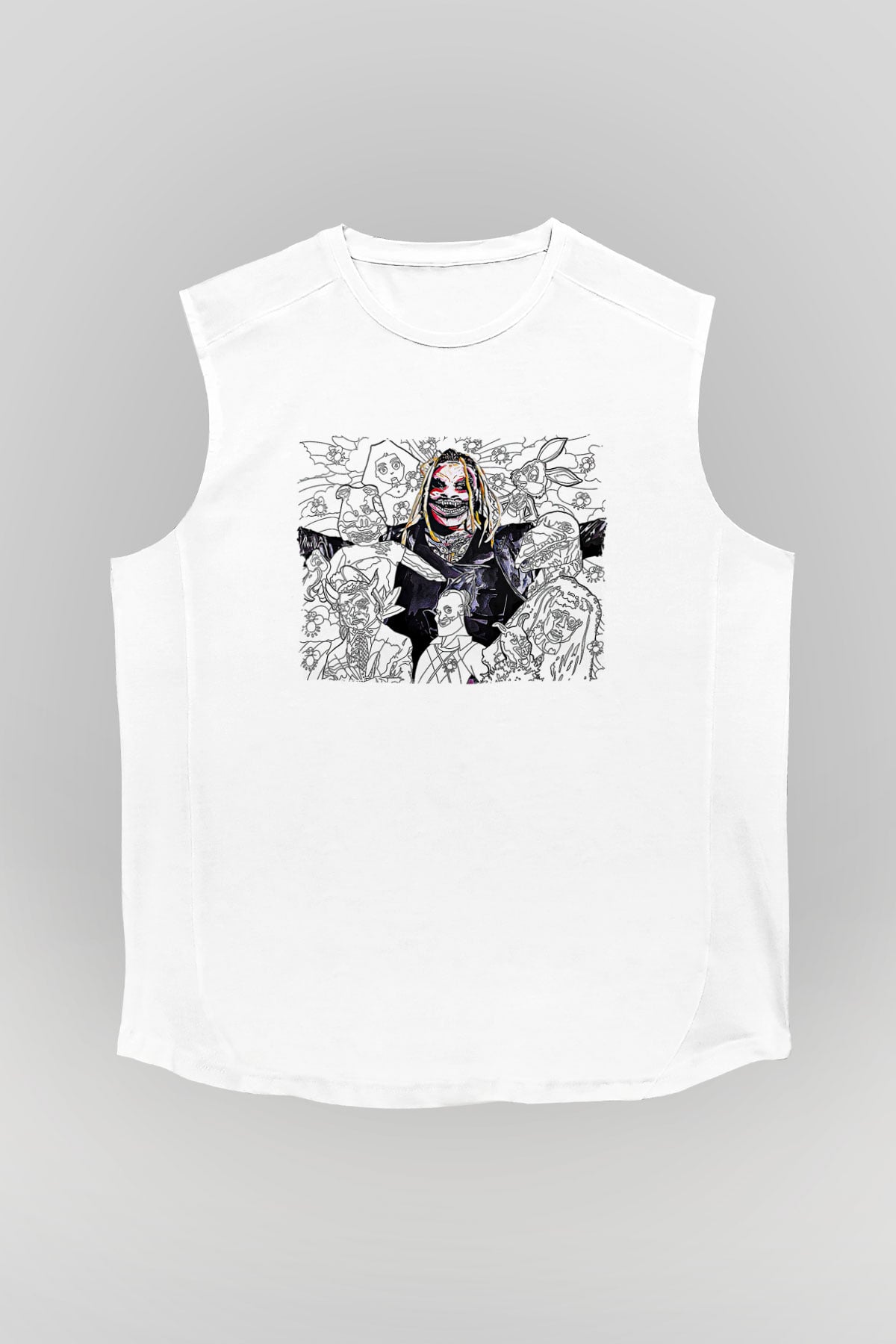 Bray Wyatt Baskılı Beyaz Unisex Kolsuz Tişört - Tshirt