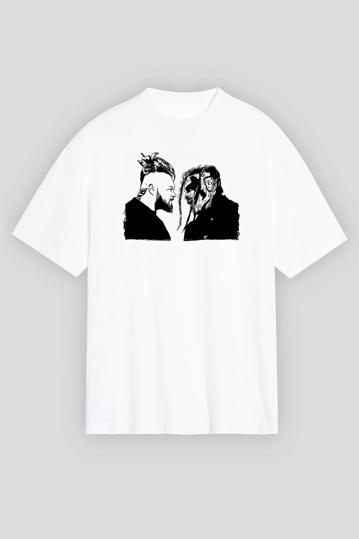 Bray Wyatt Baskılı Beyaz Unisex Oversize Tişört - Tshirt