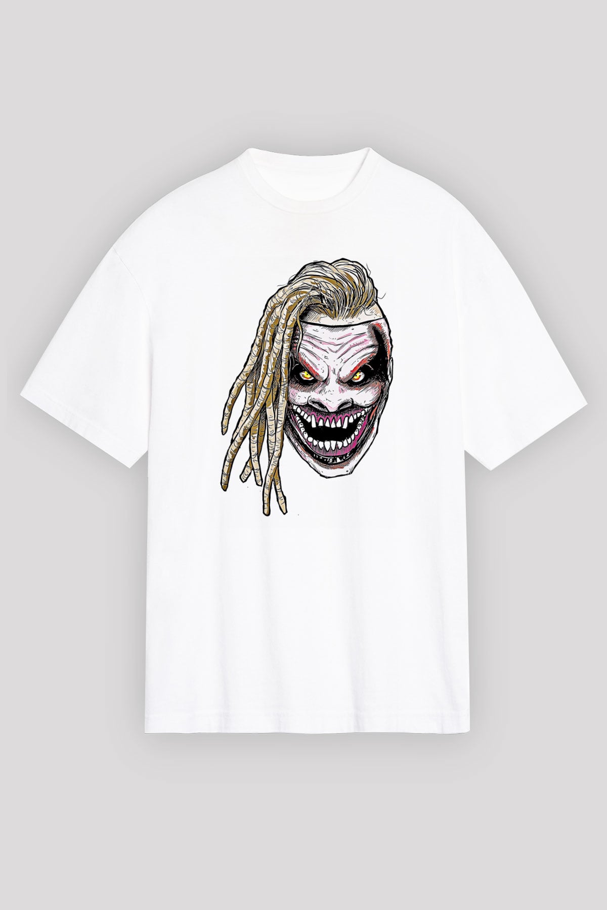 Bray Wyatt Baskılı Beyaz Unisex Oversize Tişört - Tshirt