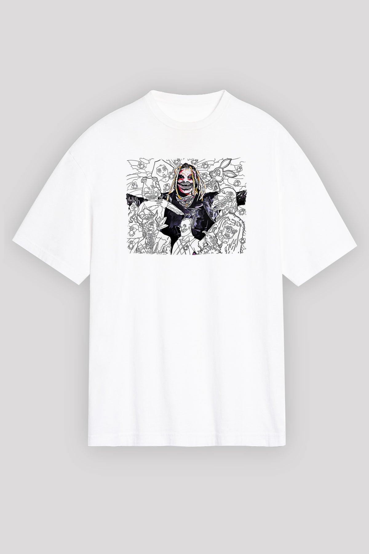 Bray Wyatt Baskılı Beyaz Unisex Oversize Tişört - Tshirt