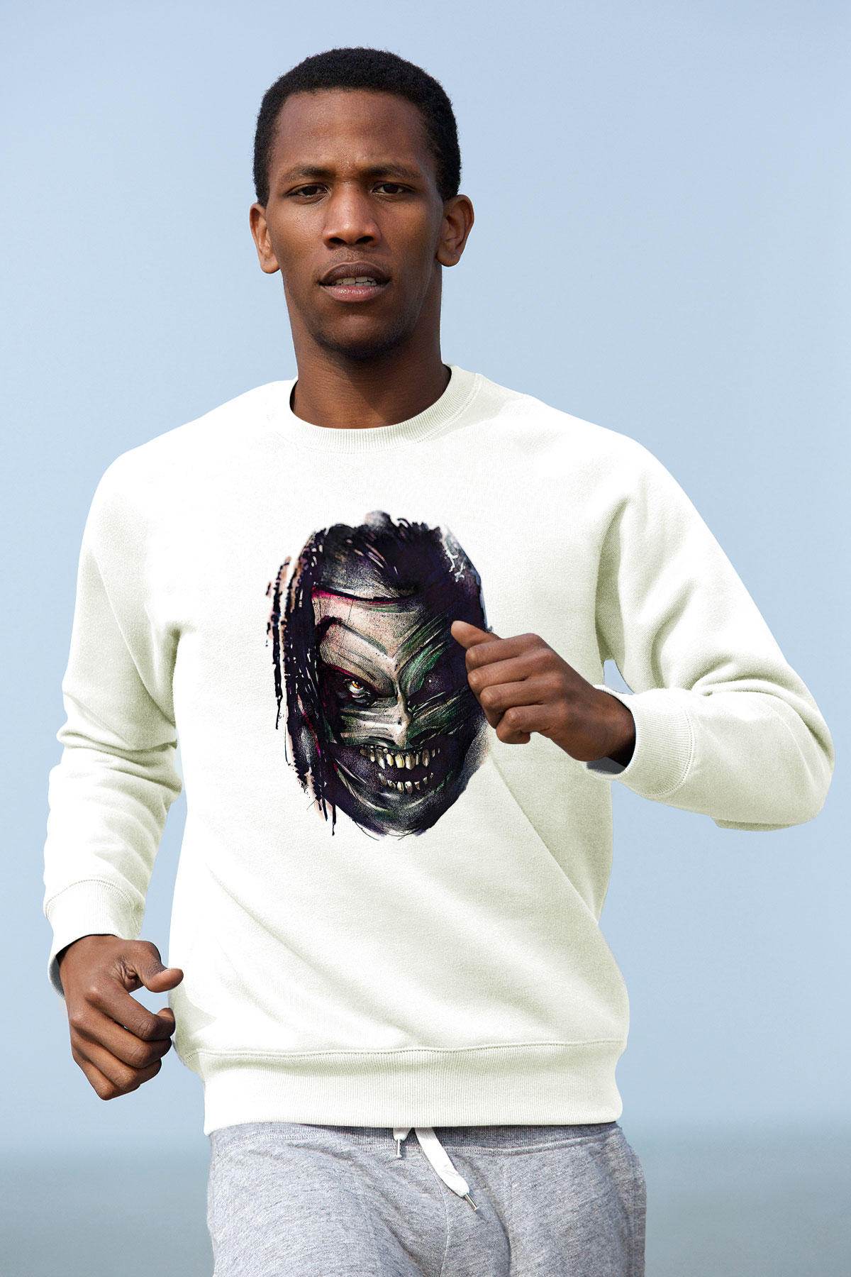 Bray Wyatt Baskılı Beyaz Unisex Sweatshirt