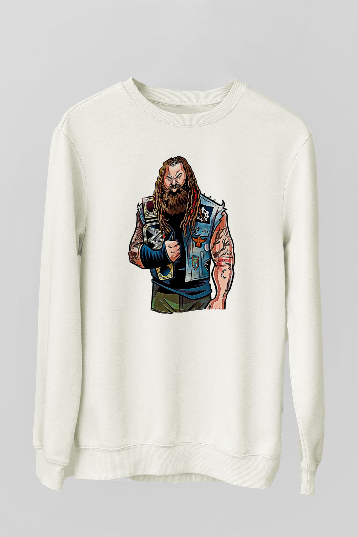 Bray Wyatt Baskılı Beyaz Unisex Sweatshirt