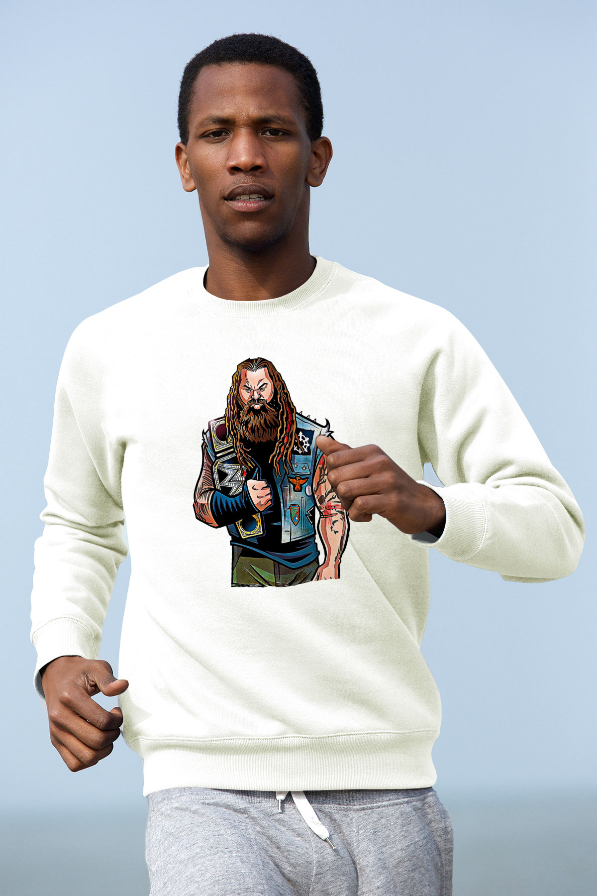 Bray Wyatt Baskılı Beyaz Unisex Sweatshirt