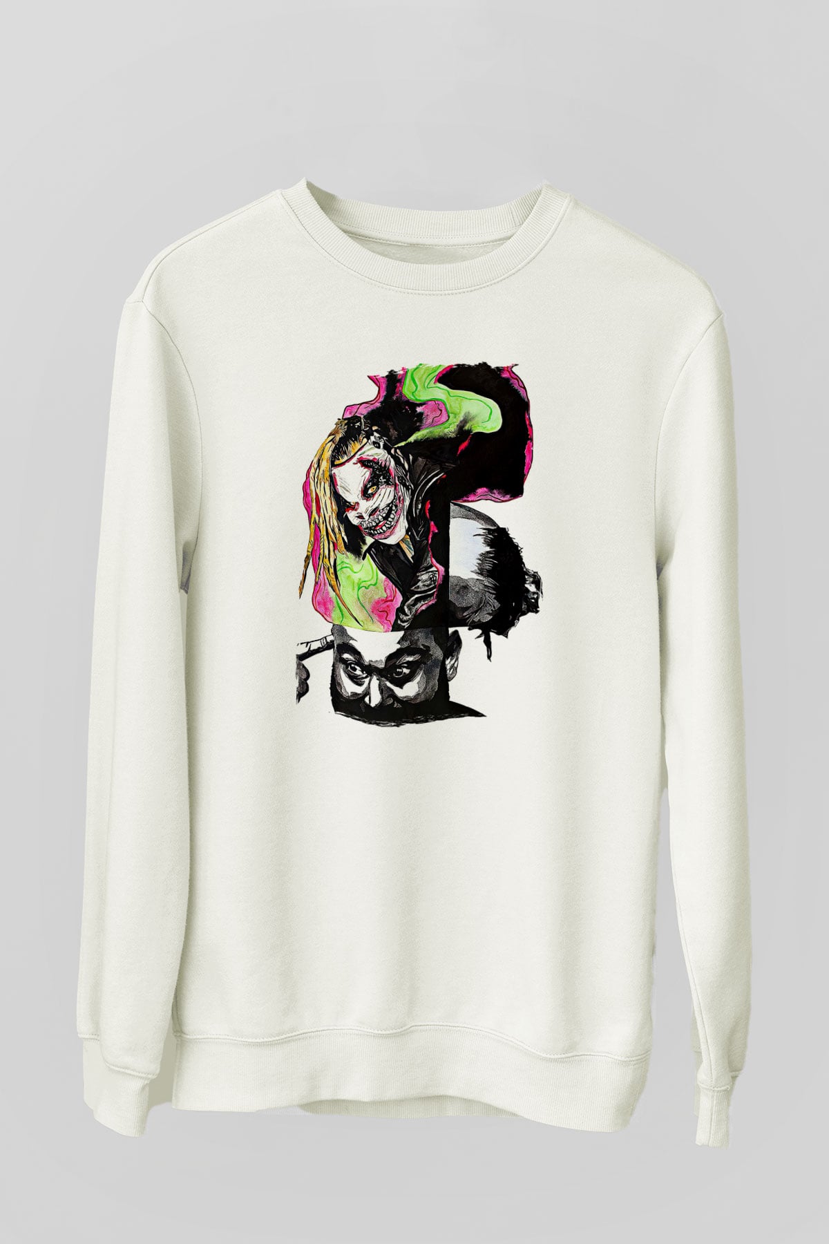 Bray Wyatt Baskılı Beyaz Unisex Sweatshirt