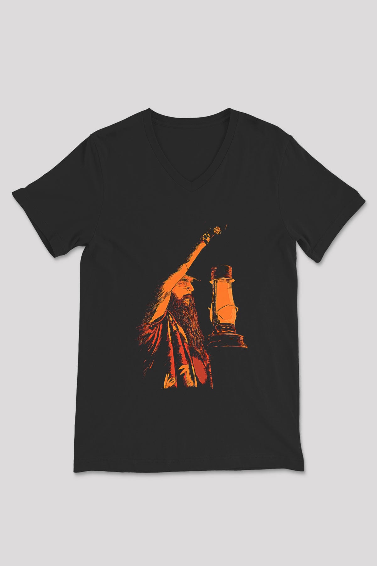 Bray Wyatt Baskılı Unisex Siyah V Yaka Tişört - Tshirt