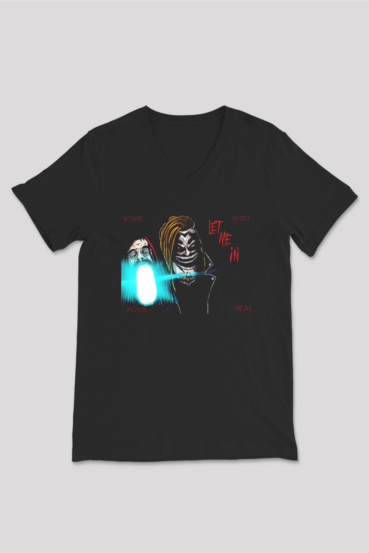 Bray Wyatt Baskılı Unisex Siyah V Yaka Tişört - Tshirt