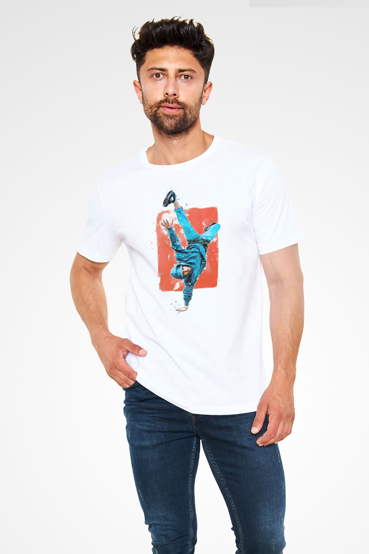 Breakdans Beyaz Unisex Tişört T-Shirt - TişörtFabrikası