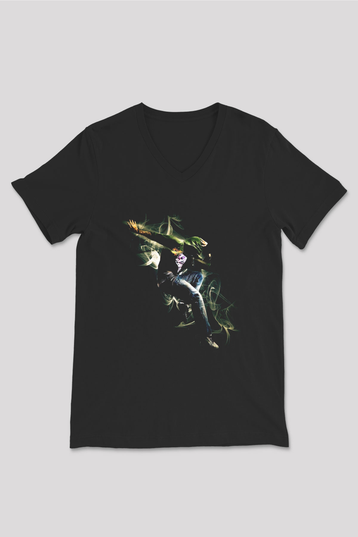 Breakdans Siyah Unisex V Yaka Tişört T-Shirt