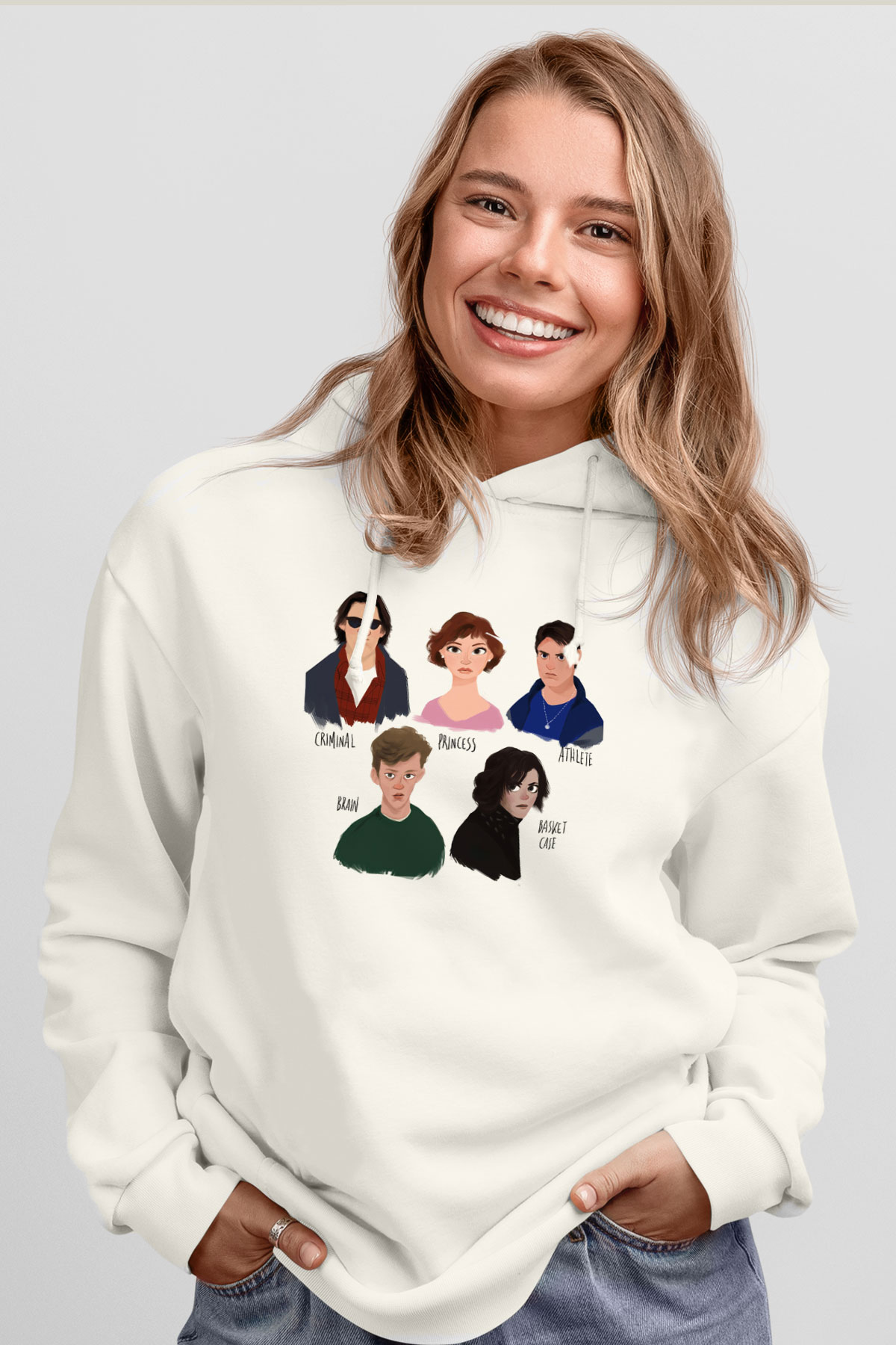 Breakfast Club Beyaz Unisex Kapşonlu Sweatshirt