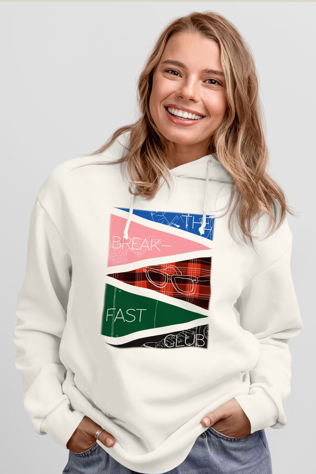 Breakfast Club Beyaz Unisex Kapşonlu Sweatshirt