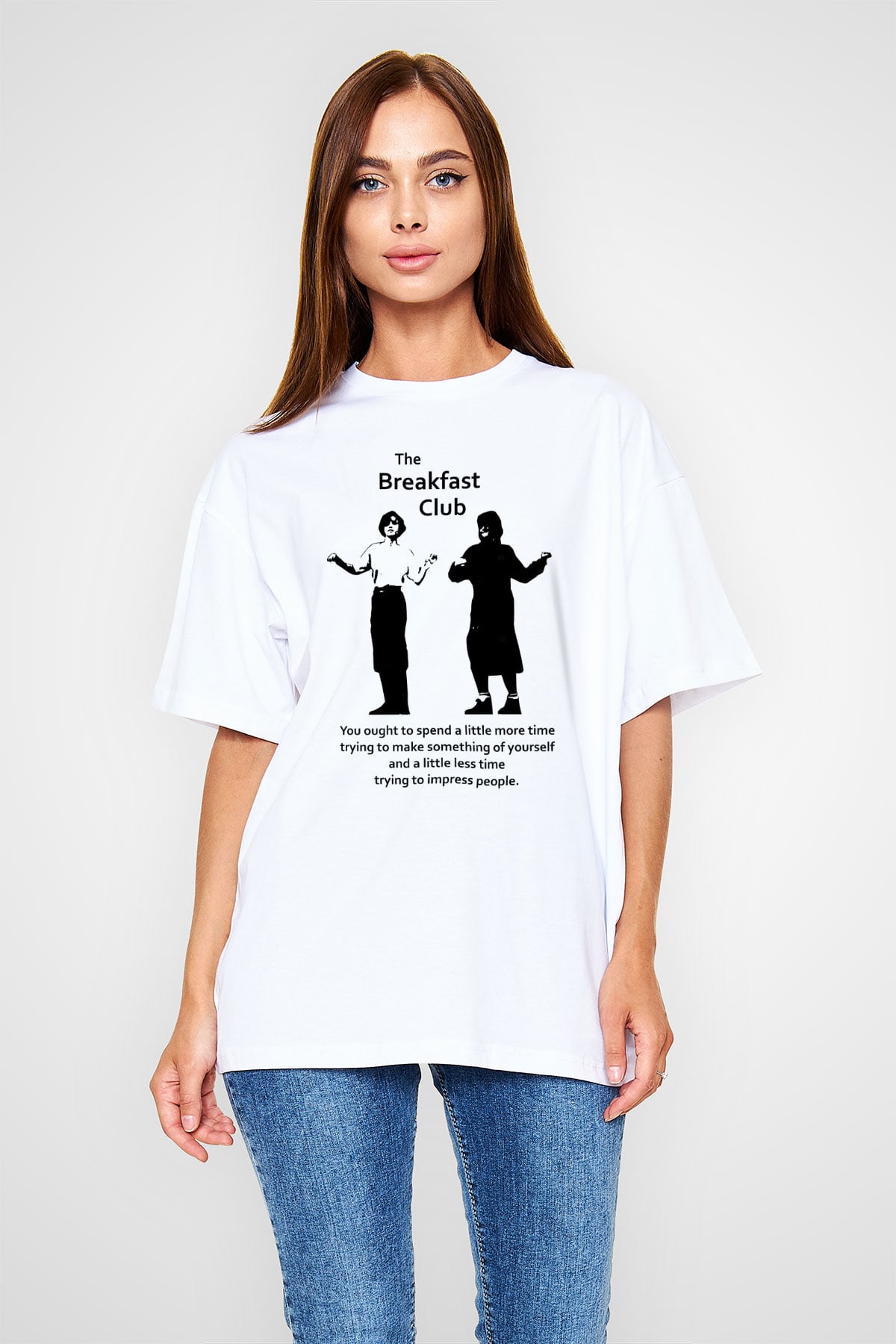 Breakfast Club Beyaz Unisex Oversize Tişört