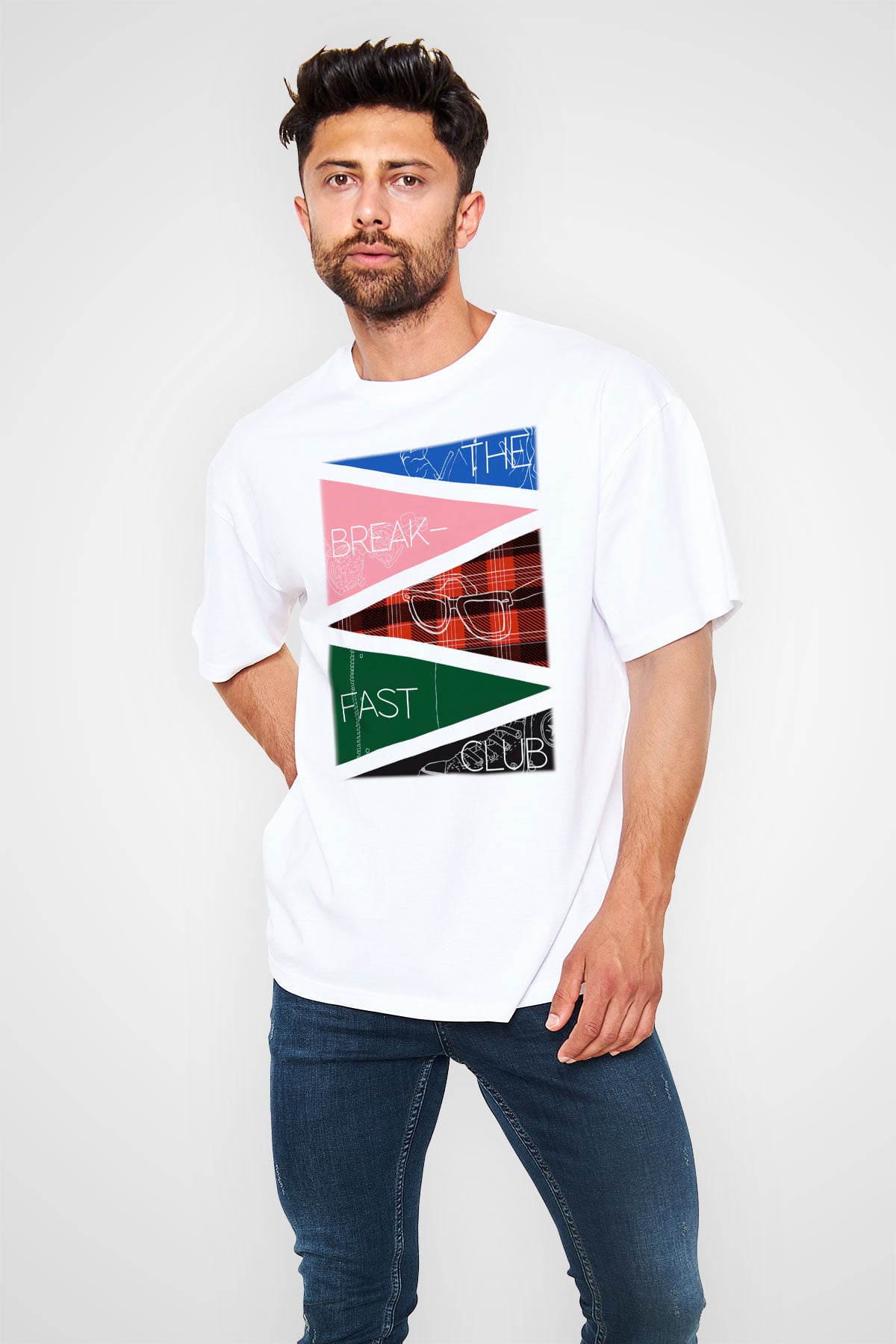 Breakfast Club Beyaz Unisex Oversize Tişört