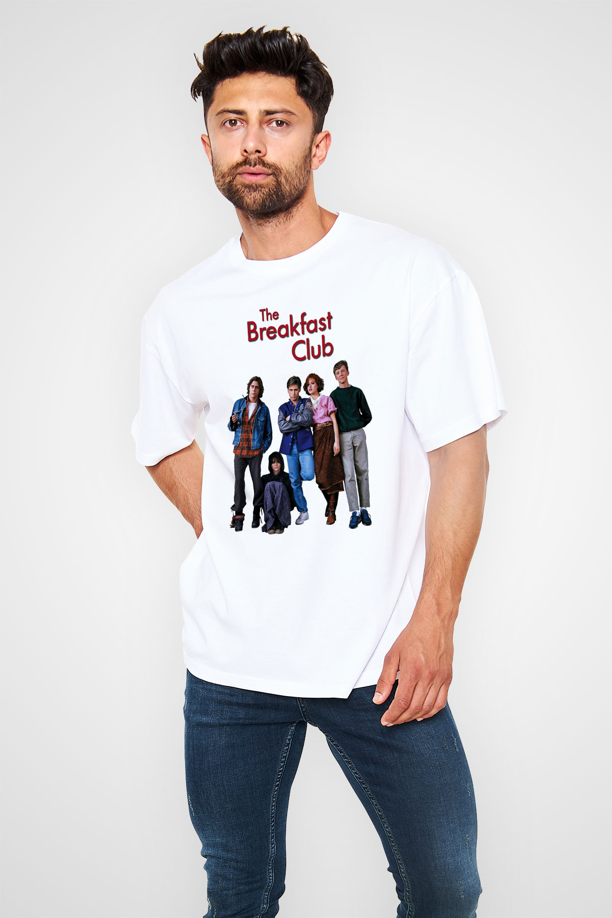 Breakfast Club Beyaz Unisex Oversize Tişört