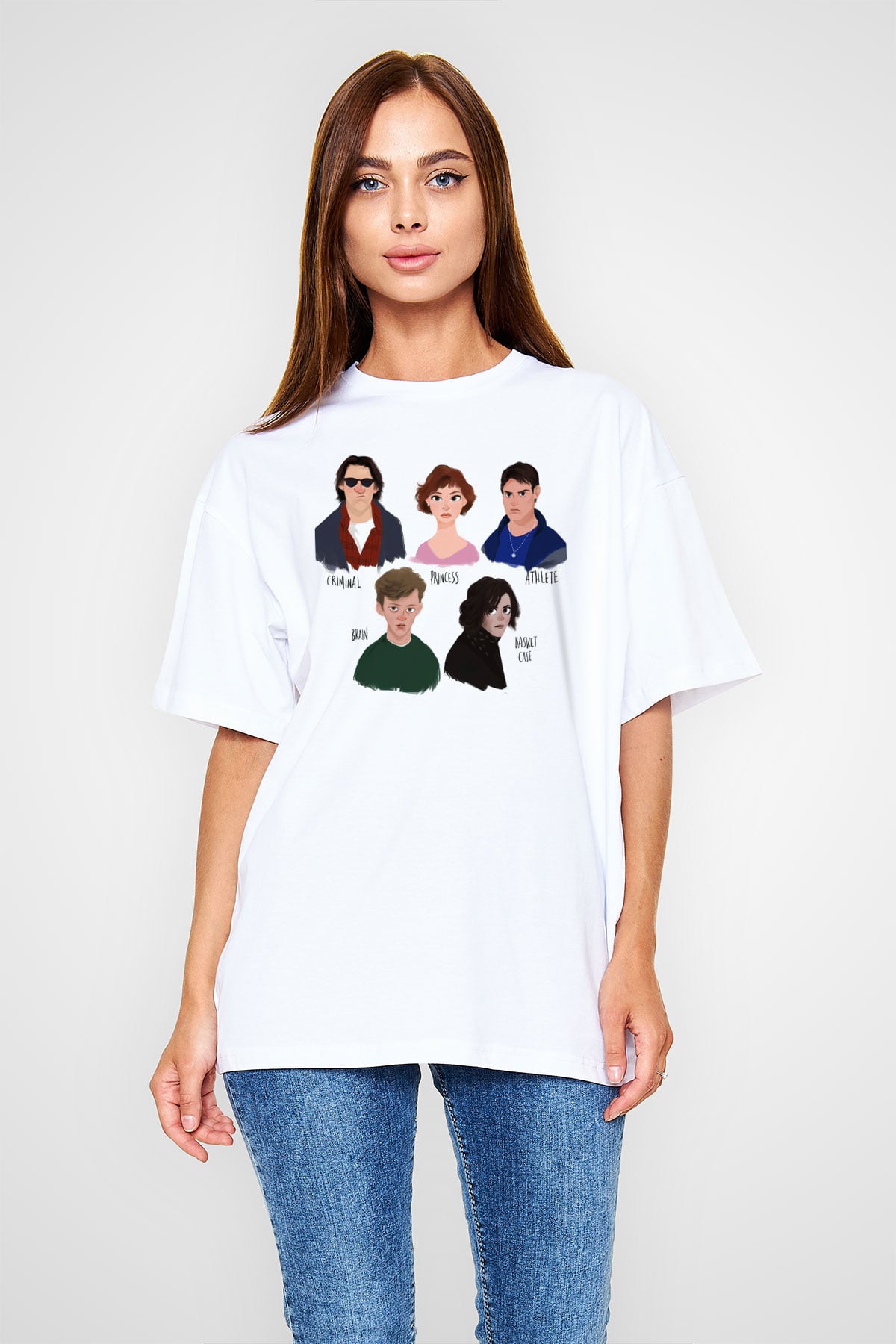 Breakfast Club Beyaz Unisex Oversize Tişört